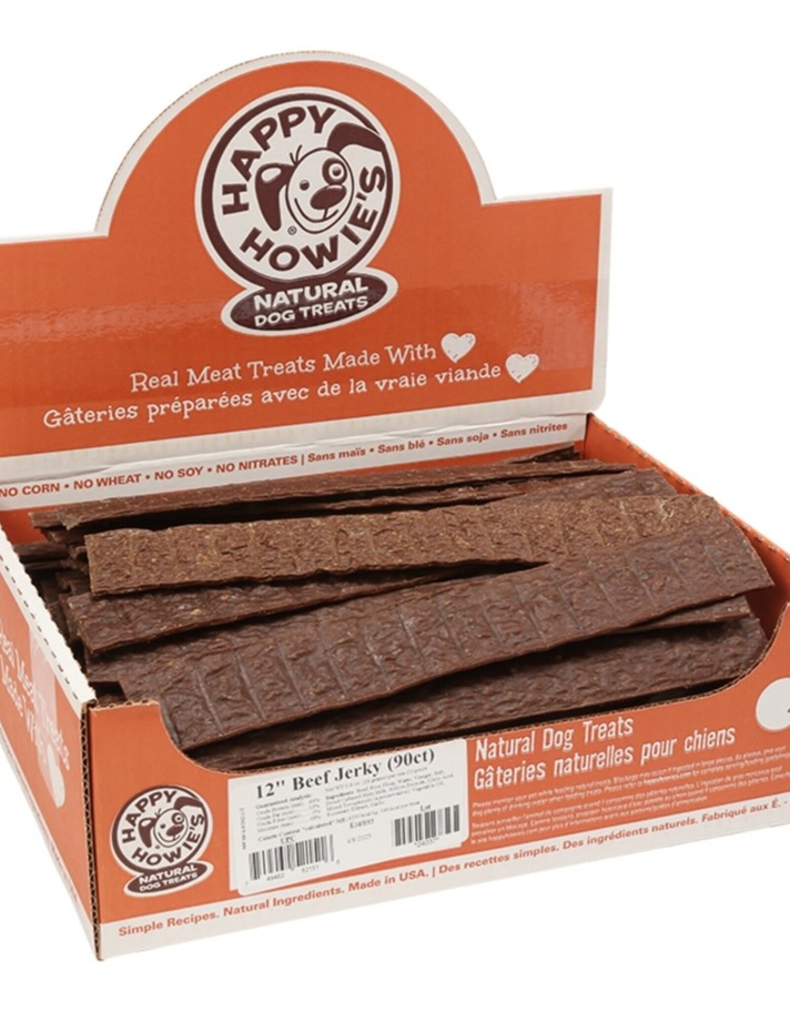 Happy Howie's Beef Jerky Dog Treat - 12" | Bulk (90)