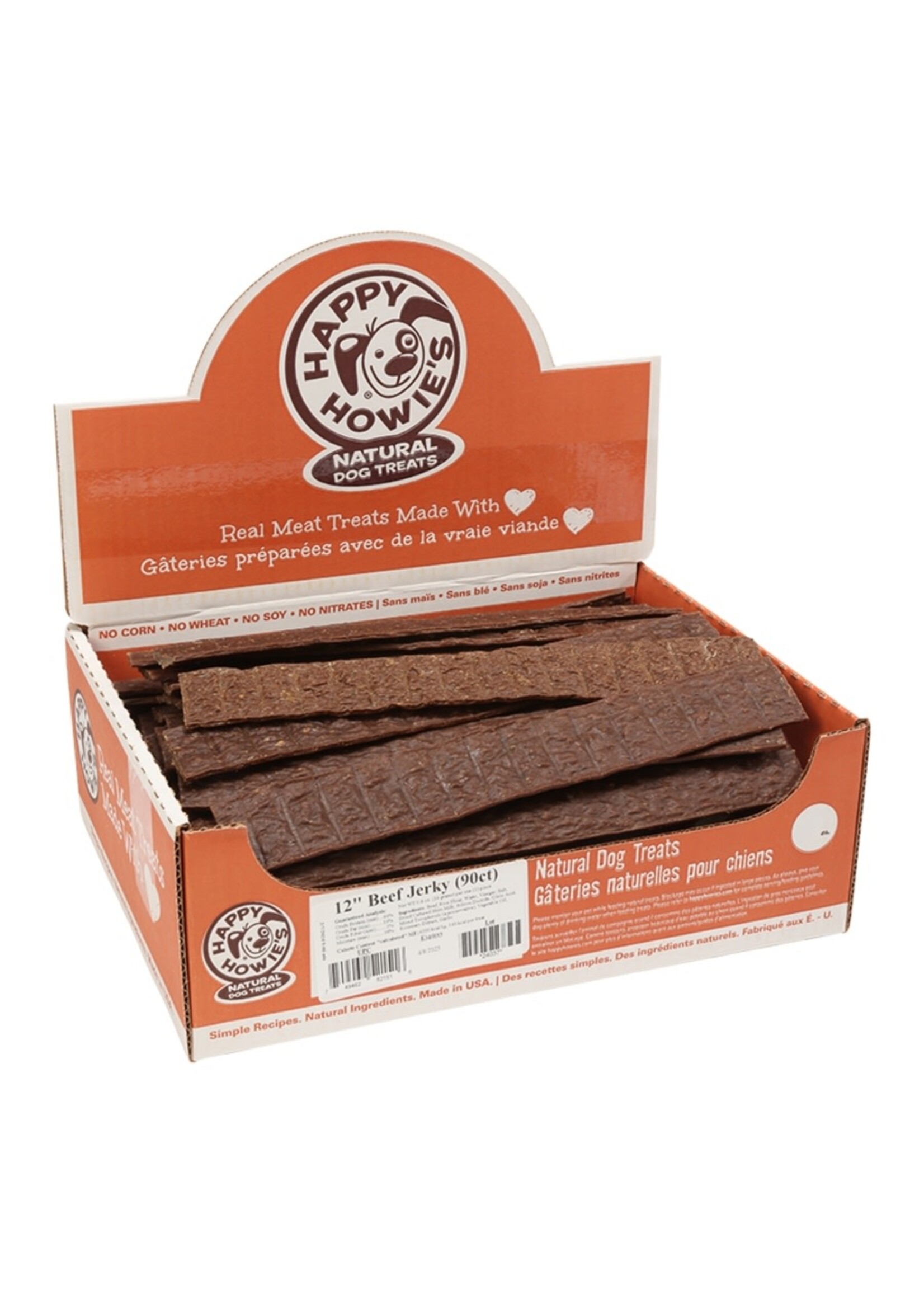 Happy Howie's Beef Jerky Dog Treat - 12" | Bulk (90)