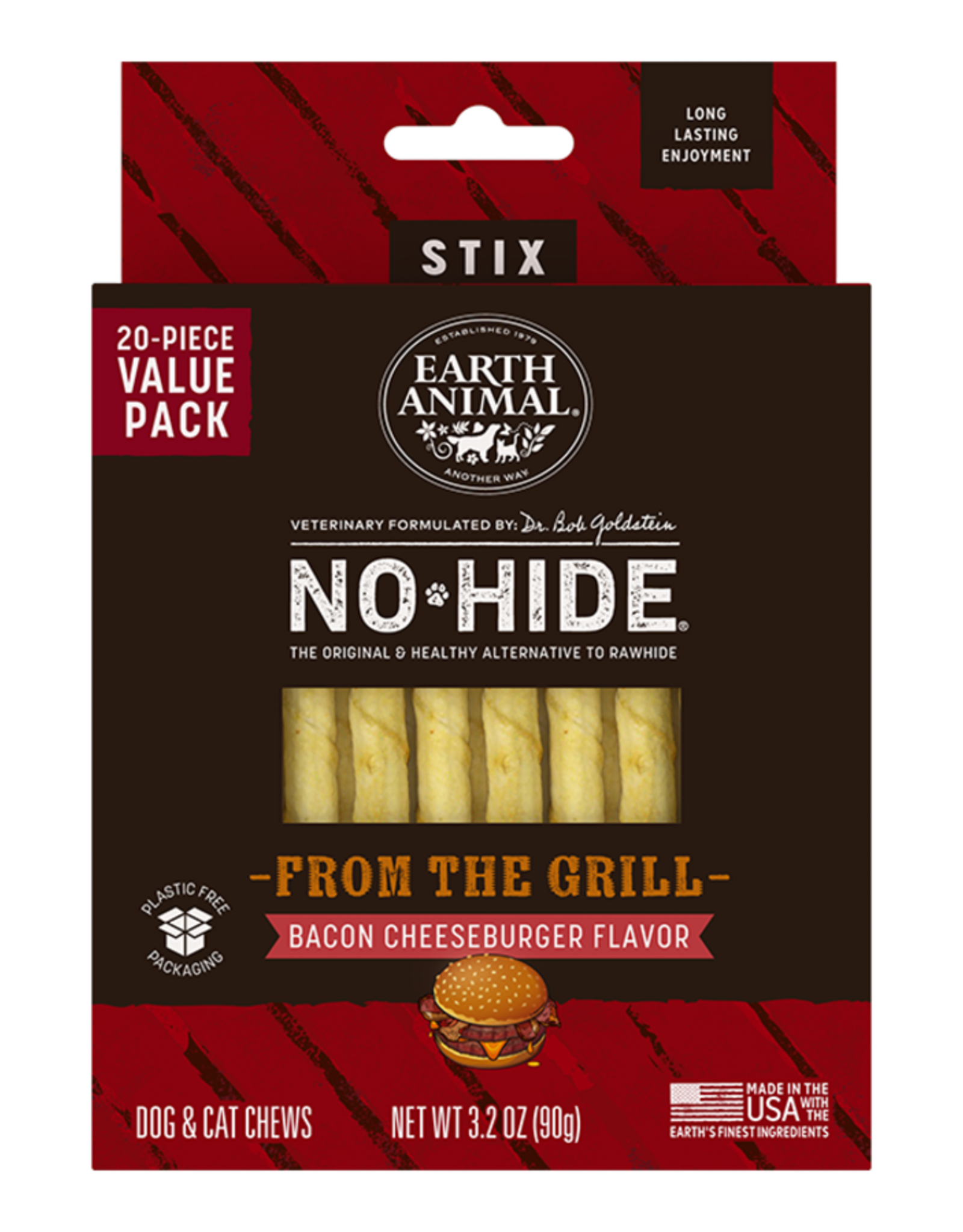 Earth Animal Earth Animal Dog No-Hide Bacon Cheeseburger Stix - 20 piece Value Pack