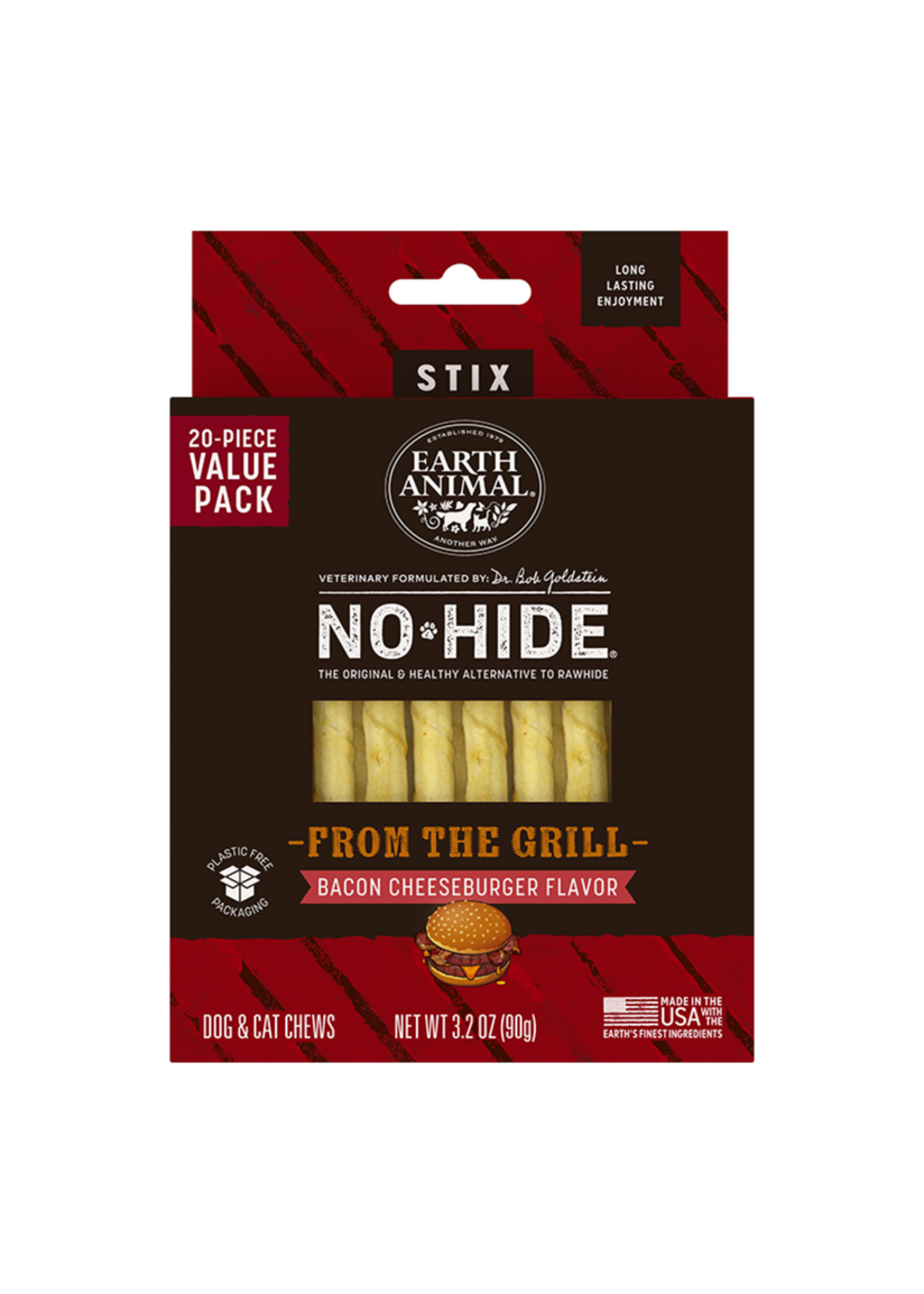 Earth Animal Earth Animal Dog No-Hide Bacon Cheeseburger Stix - 20 piece Value Pack
