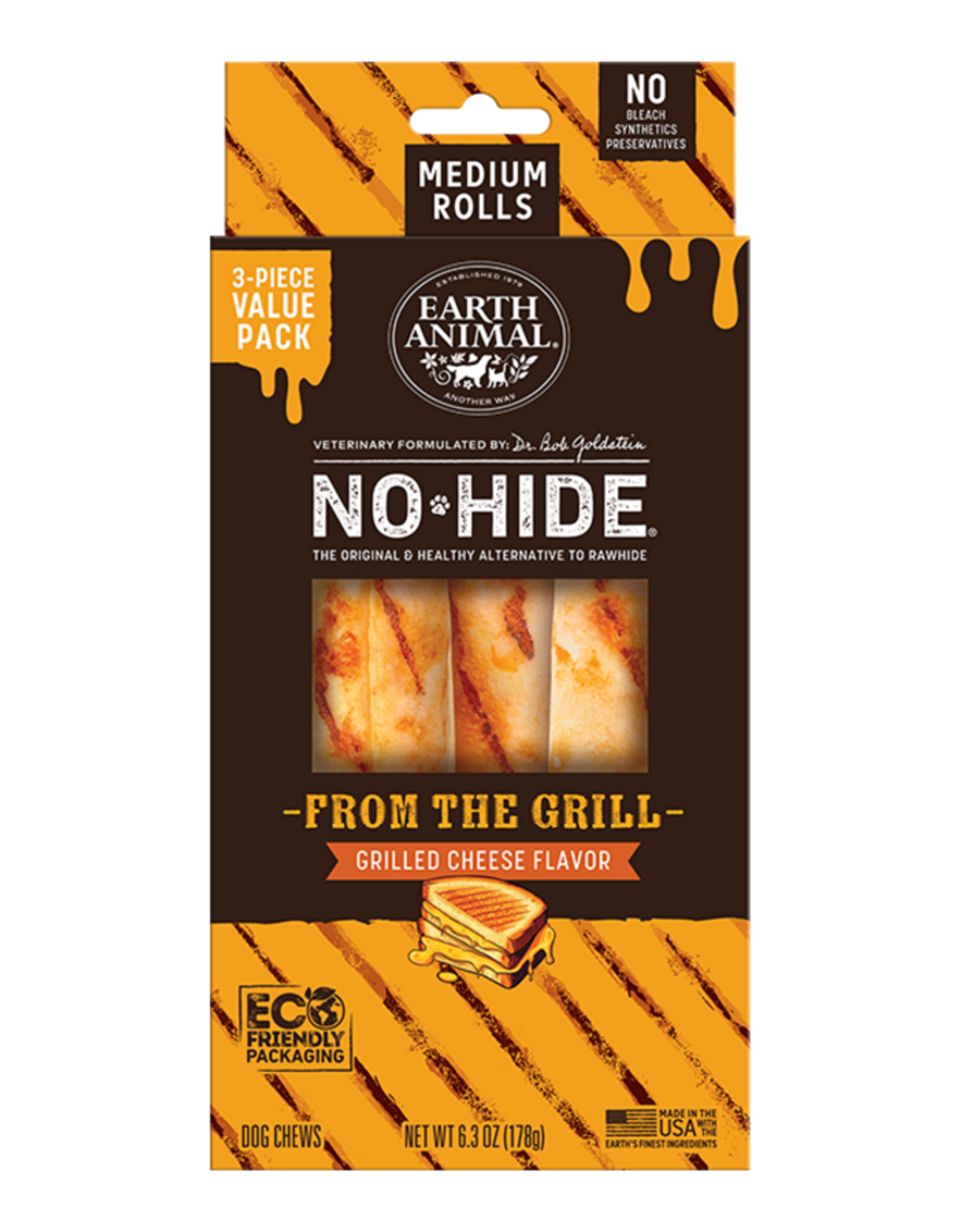 Earth Animal Earth Animal Dog No-Hide Grilled Cheese Medium Rolls - 3 piece Value Pack