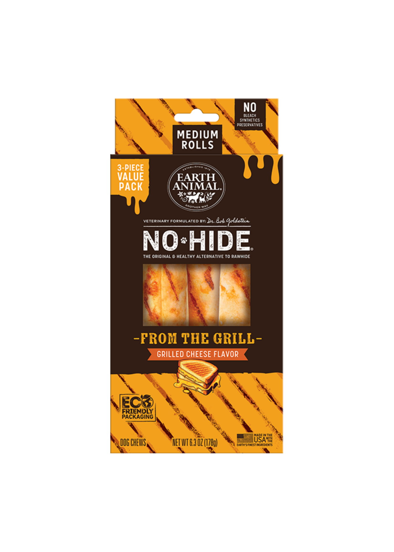 Earth Animal Earth Animal Dog No-Hide Grilled Cheese Medium Rolls - 3 piece Value Pack
