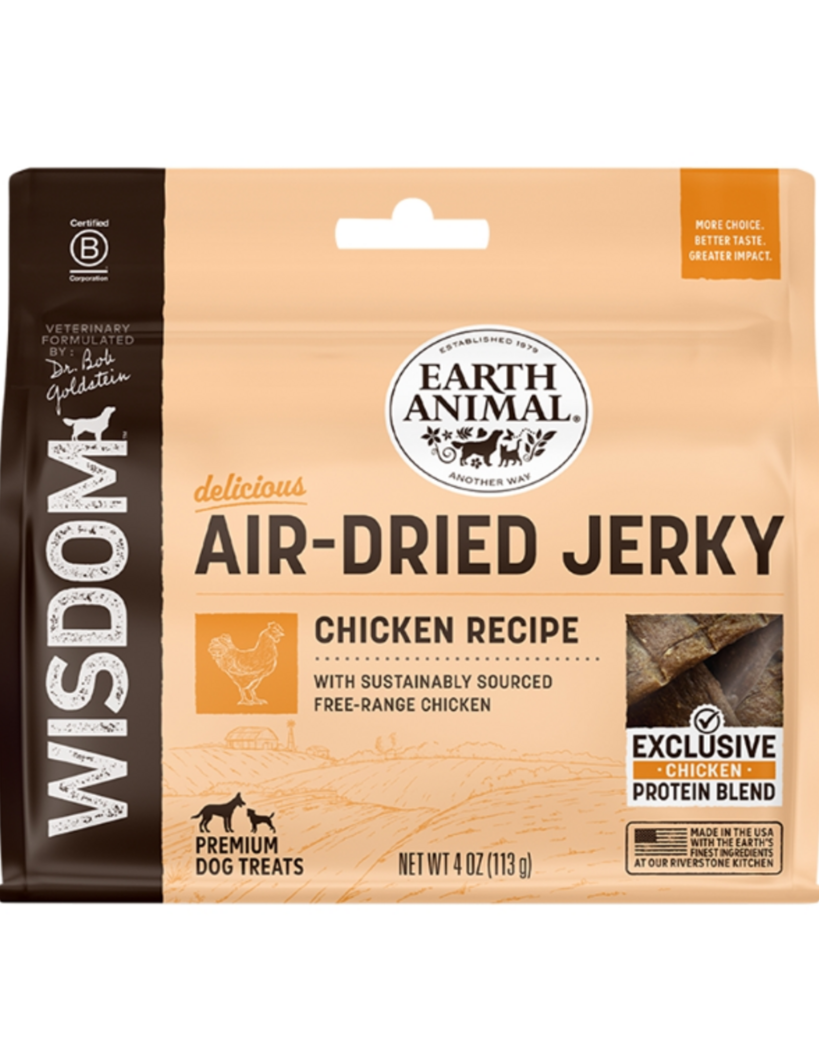 Earth Animal Earth Animal Dog Wisdom Wisdom Air-Dried Jerky Chicken - 4 oz