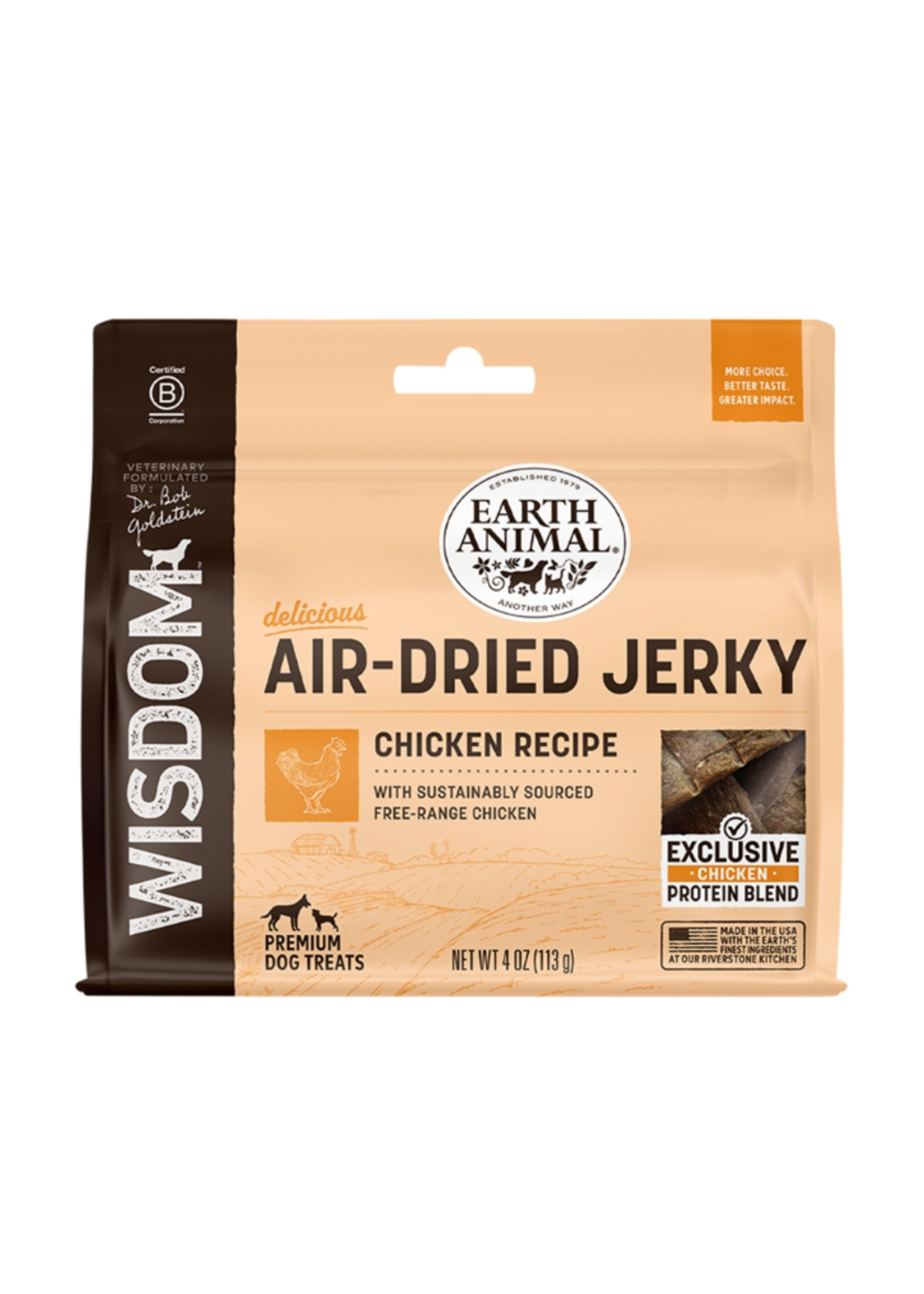 Earth Animal Earth Animal Dog Wisdom Air-Dried Jerky Chicken - 4 oz