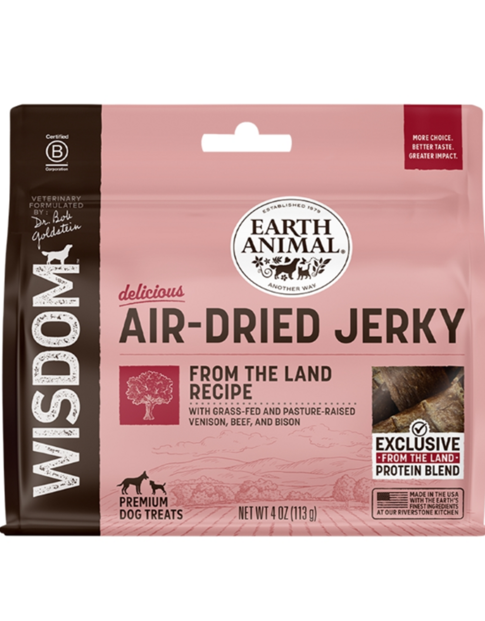 Earth Animal Earth Animal Dog Wisdom Wisdom Air-Dried Jerky From the Land - 4 oz