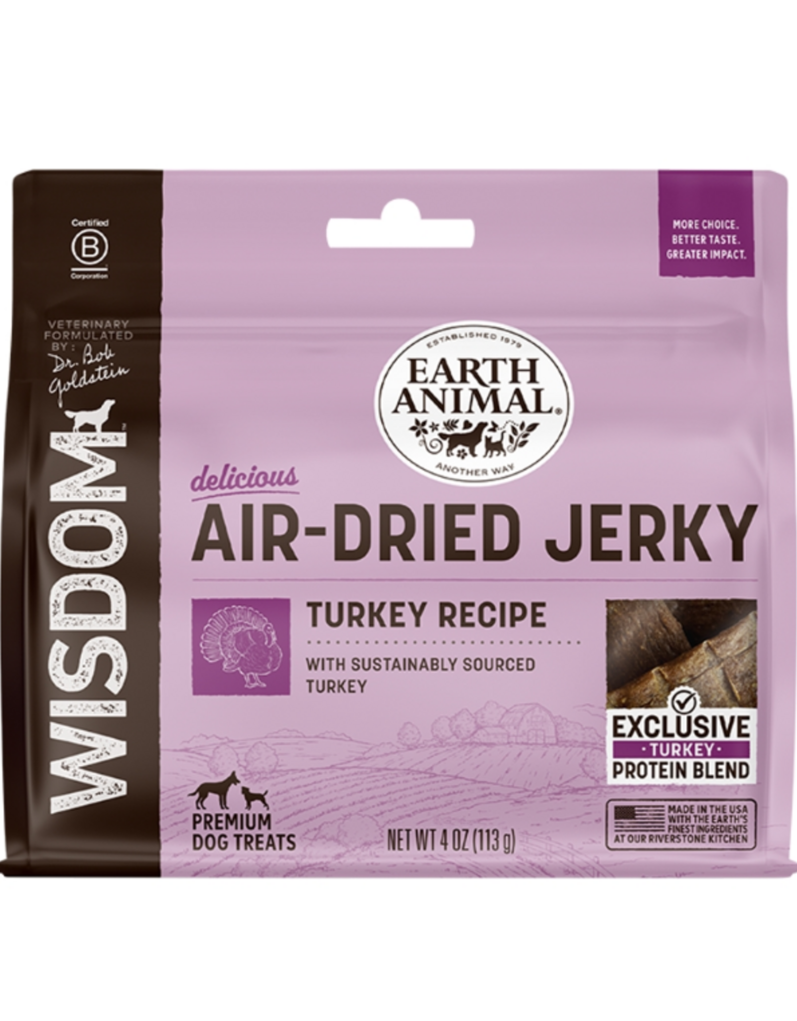 Earth Animal Earth Animal Dog Wisdom Wisdom Air-Dried Jerky Turkey - 4 oz