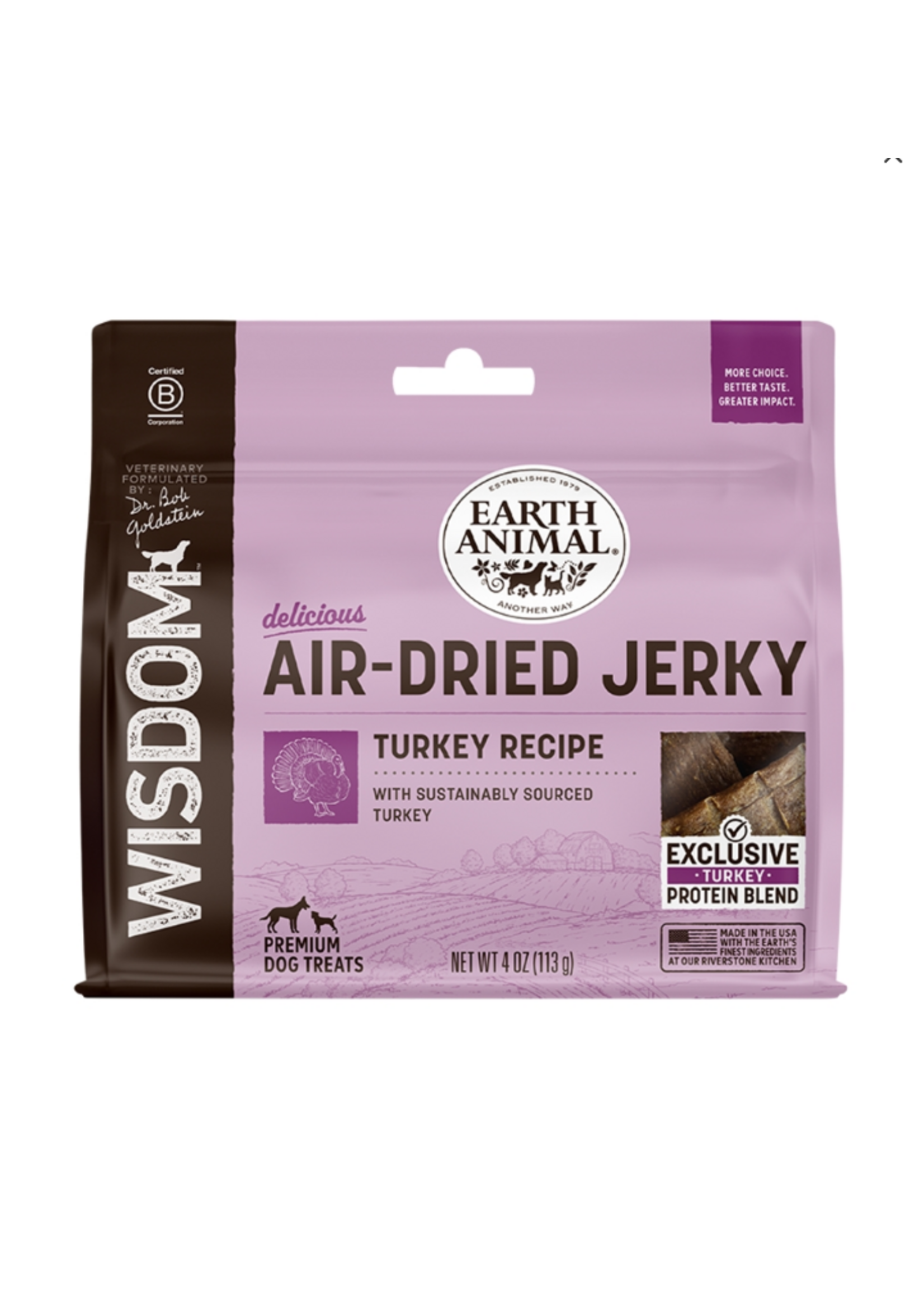 Earth Animal Earth Animal Dog Wisdom Air-Dried Jerky Turkey - 4 oz