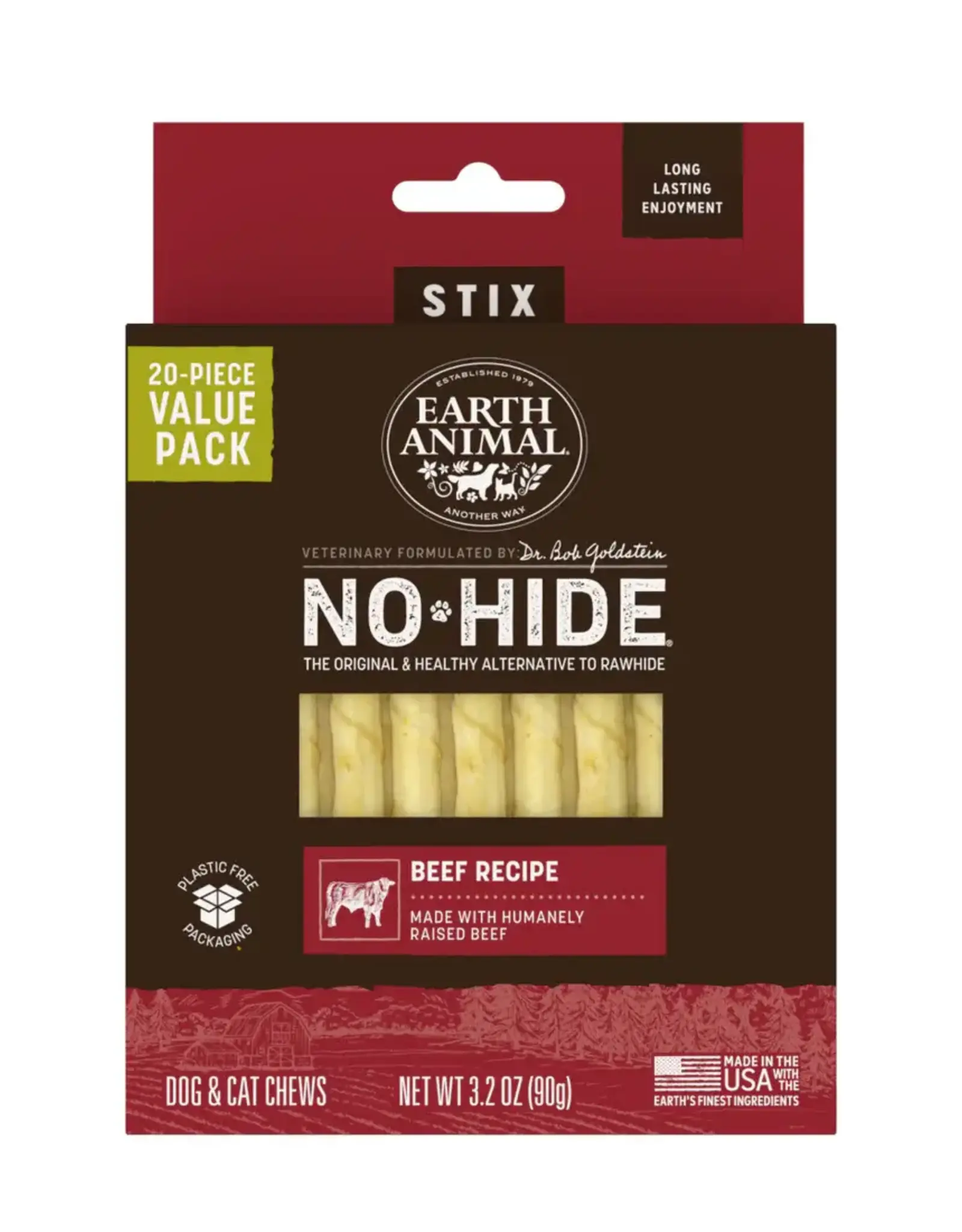 Earth Animal Earth Animal Dog No-Hide Beef Stix - 20 piece Value Pack