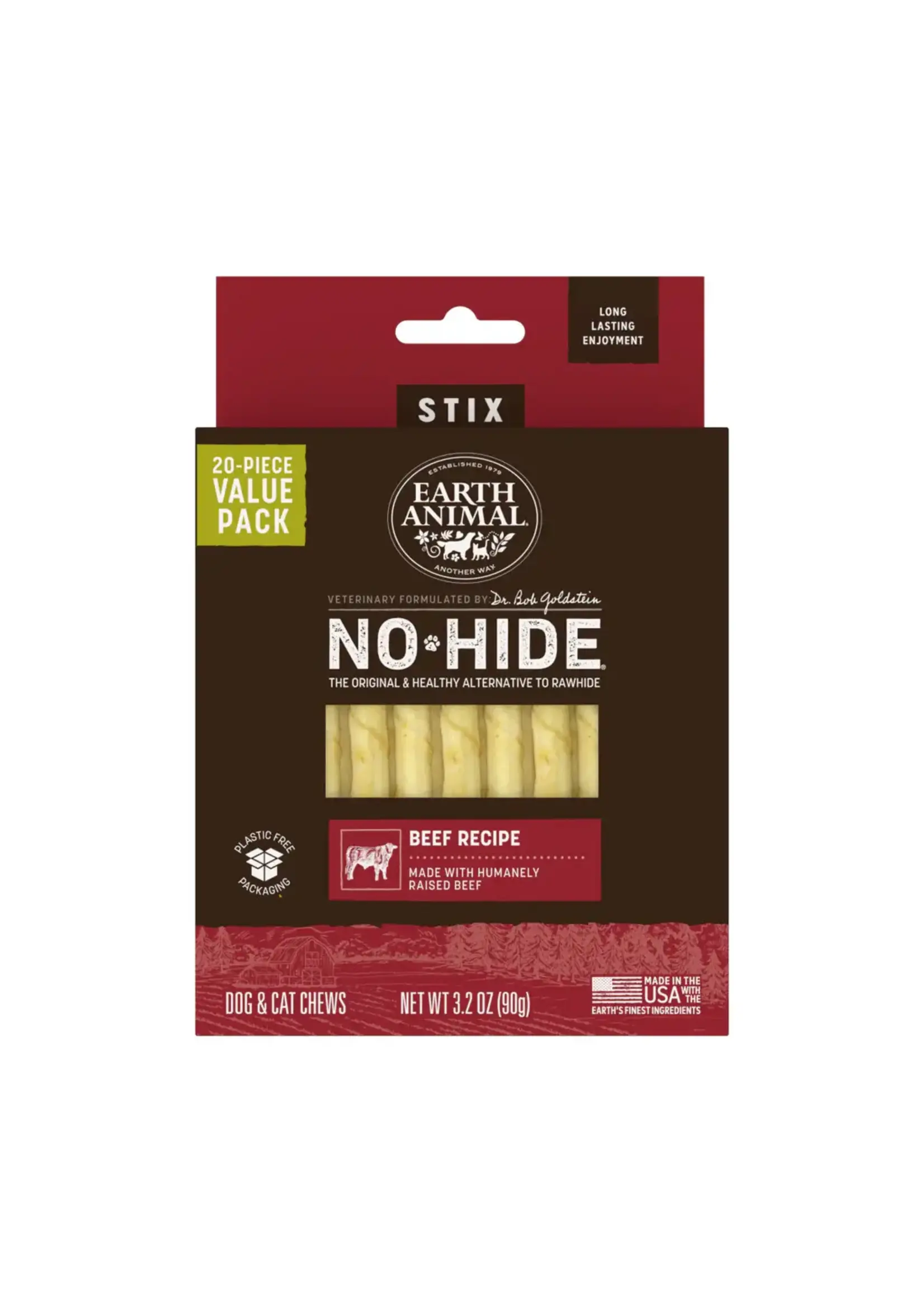 Earth Animal Earth Animal Dog No-Hide Beef Stix - 20 piece Value Pack
