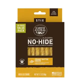 Earth Animal Earth Animal Dog No-Hide Peanut Butter Stix - 20 piece Value Pack