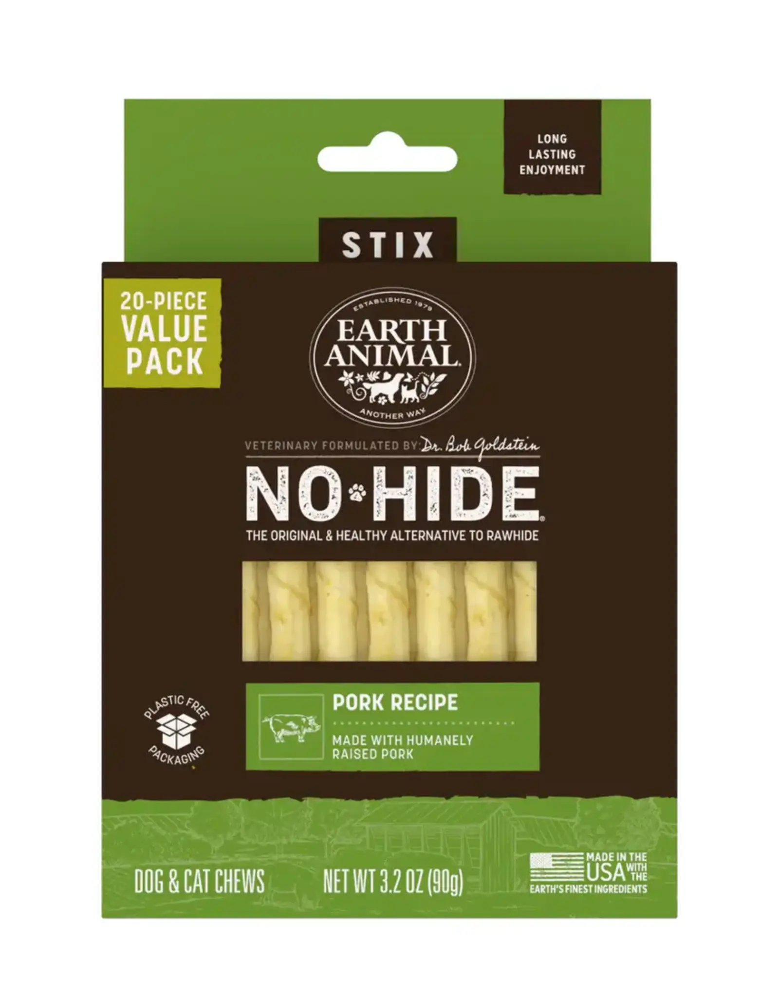 Earth Animal Earth Animal Dog No-Hide Pork Stix - 20 piece Value Pack