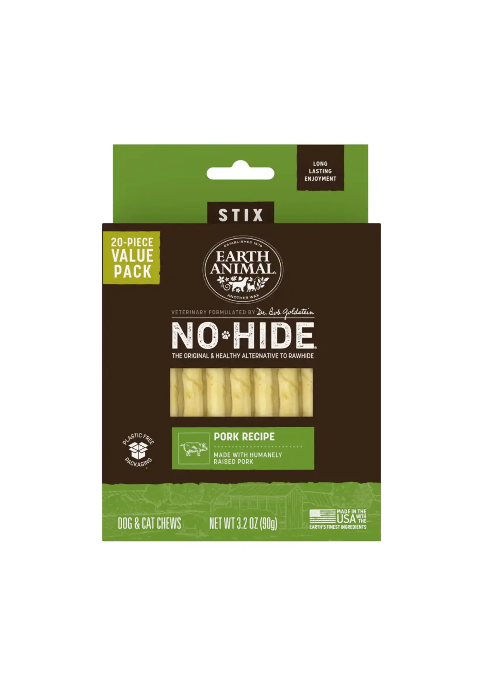 Earth Animal Earth Animal Dog No-Hide Pork Stix - 20 piece Value Pack