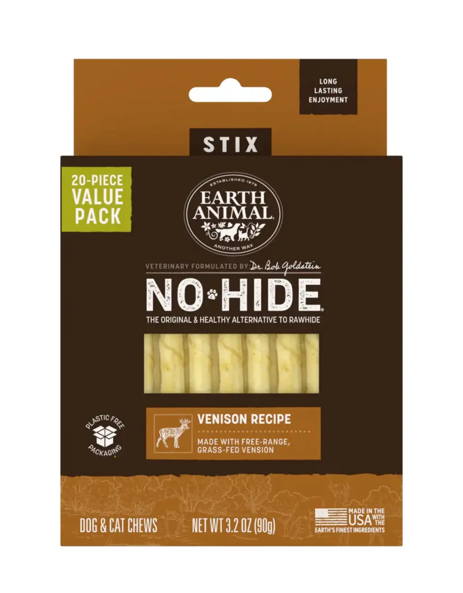 Earth Animal Earth Animal Dog No-Hide Venison Stix - 20 piece Value Pack