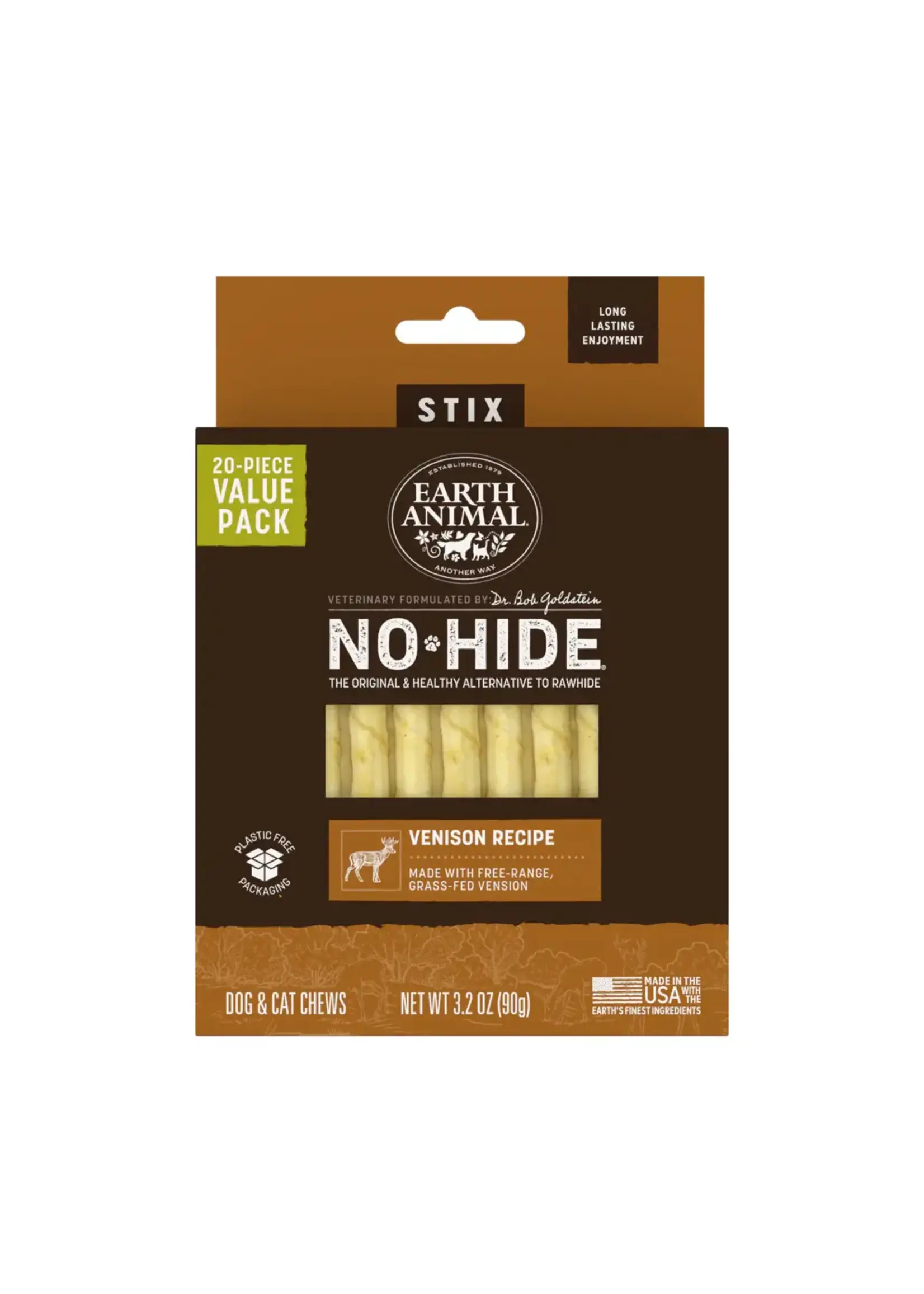 Earth Animal Earth Animal Dog No-Hide Venison Stix - 20 piece Value Pack