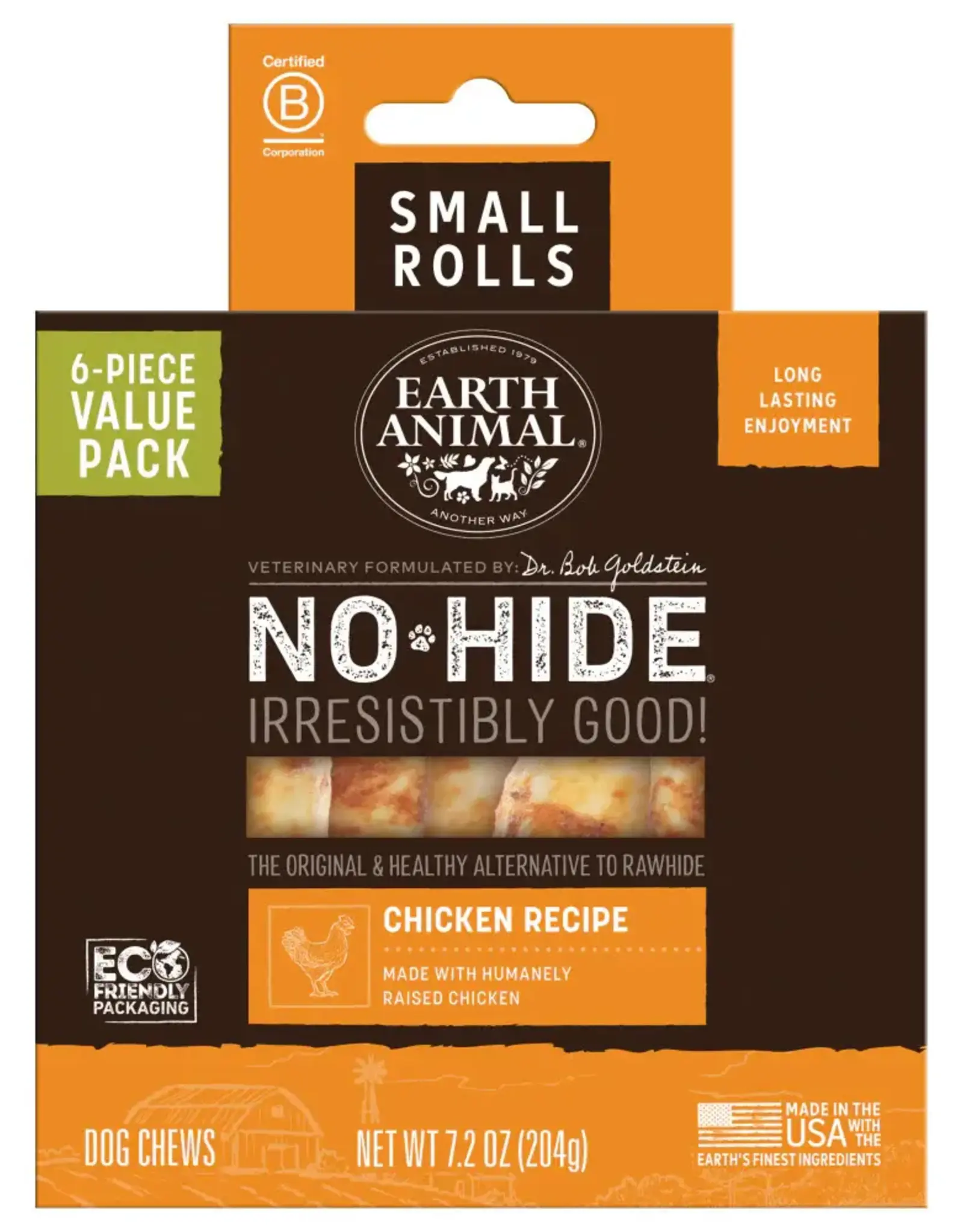 Earth Animal Earth Animal Dog No-Hide Chicken Small Rolls - 6 piece Value Pack