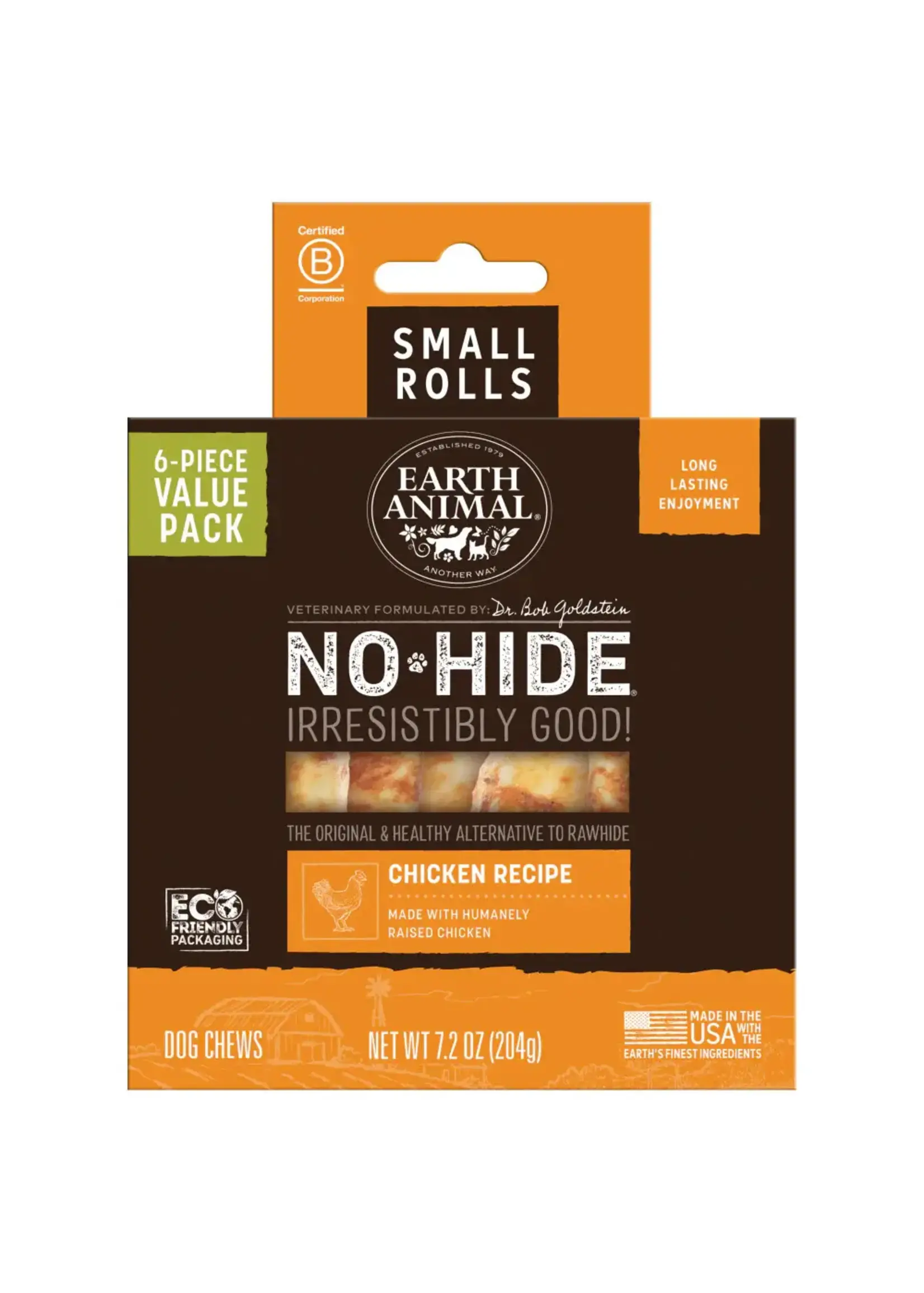 Earth Animal Earth Animal Dog No-Hide Chicken Small Rolls - 6 piece Value Pack