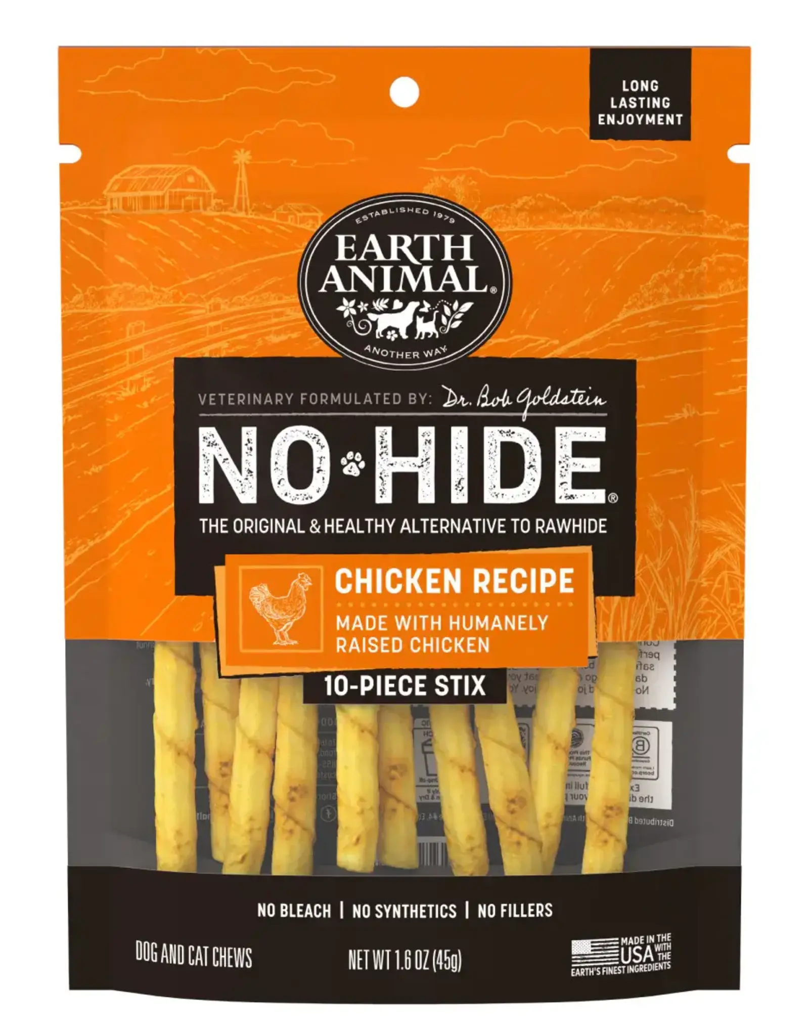 Earth Animal Earth Animal Dog No-Hide Chicken Stix - 10 Pack