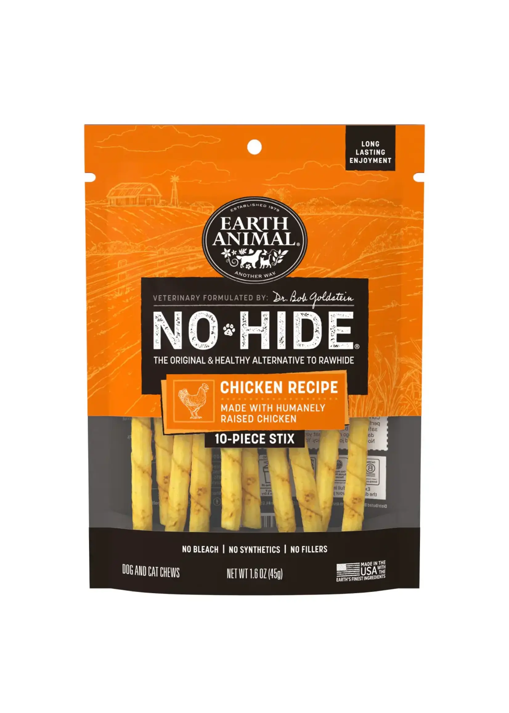 Earth Animal Earth Animal Dog No-Hide Chicken Stix - 10 Pack