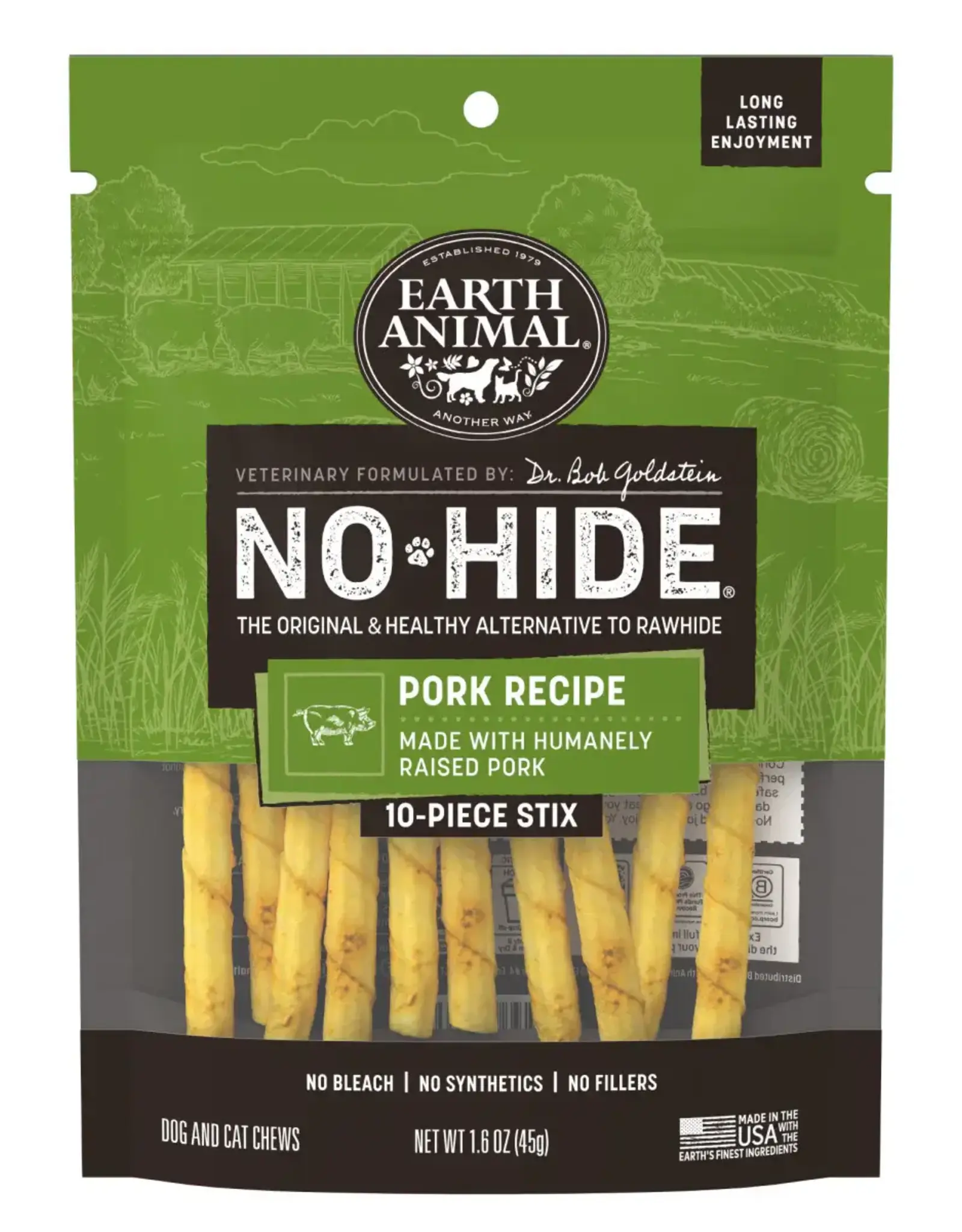 Earth Animal Earth Animal Dog No-Hide Pork Stix - 10 Pack