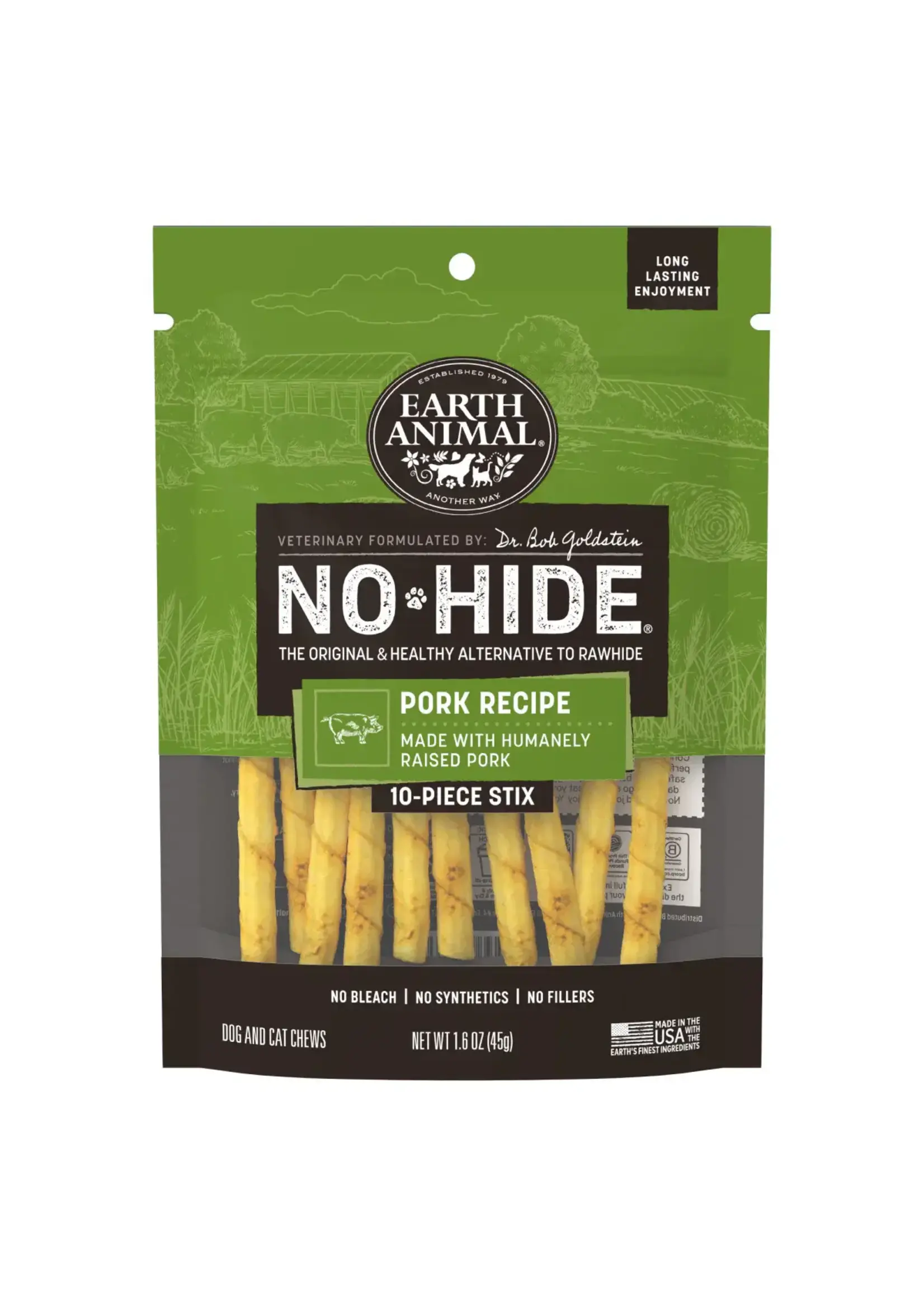 Earth Animal Earth Animal Dog No-Hide Pork Stix - 10 Pack