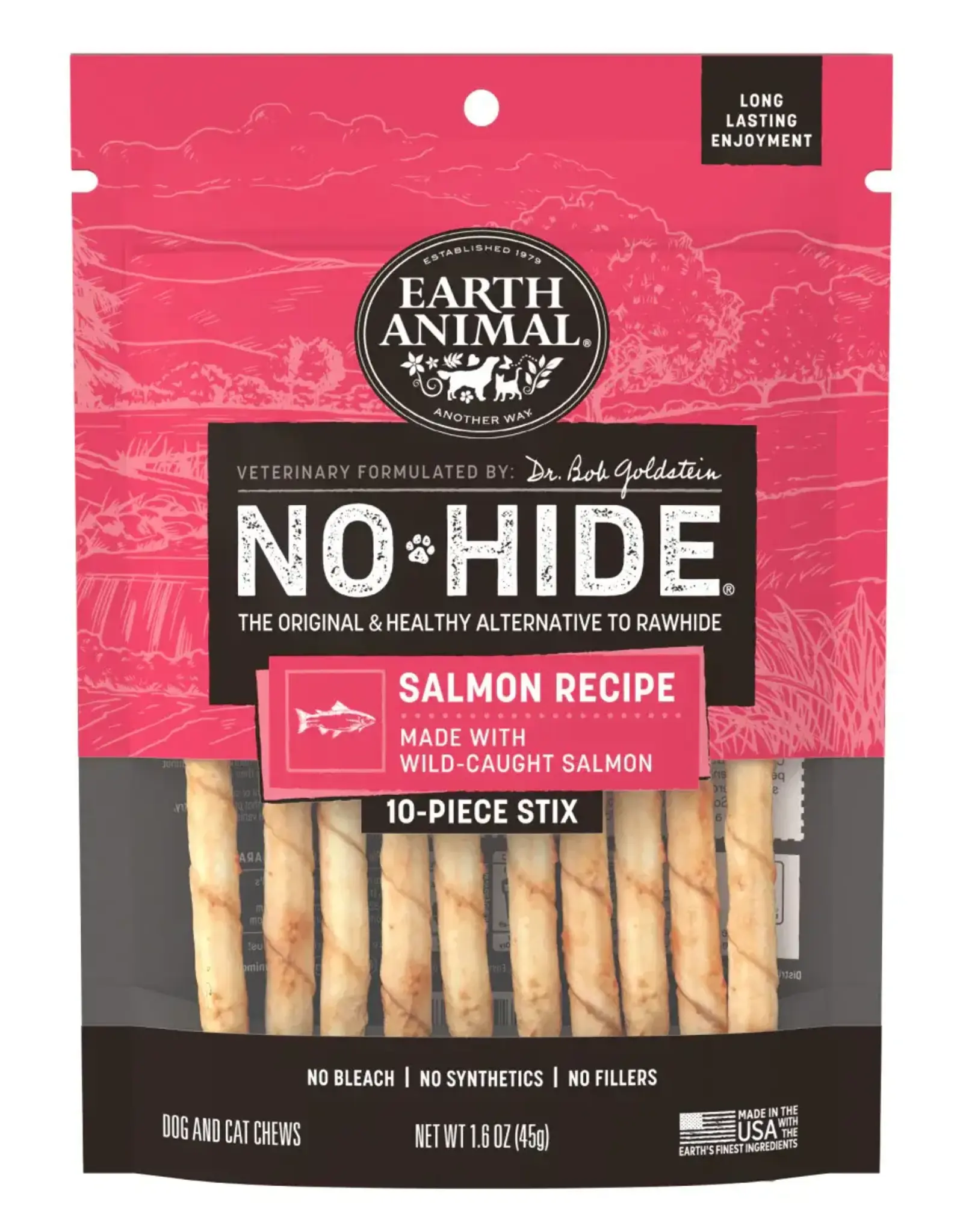 Earth Animal Earth Animal Dog No-Hide Salmon Stix - 10 Pack