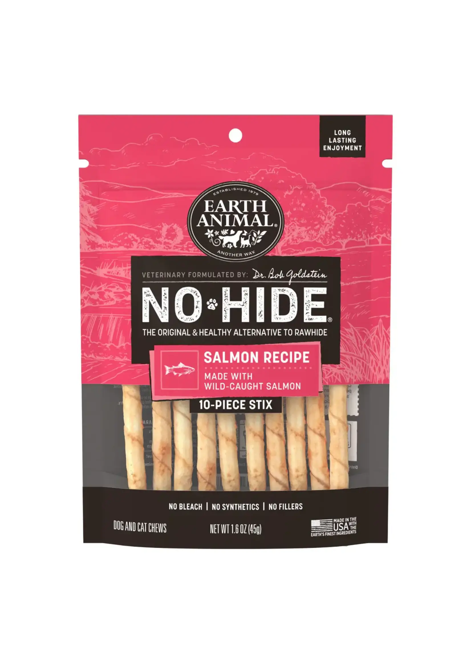 Earth Animal Earth Animal Dog No-Hide Salmon Stix - 10 Pack