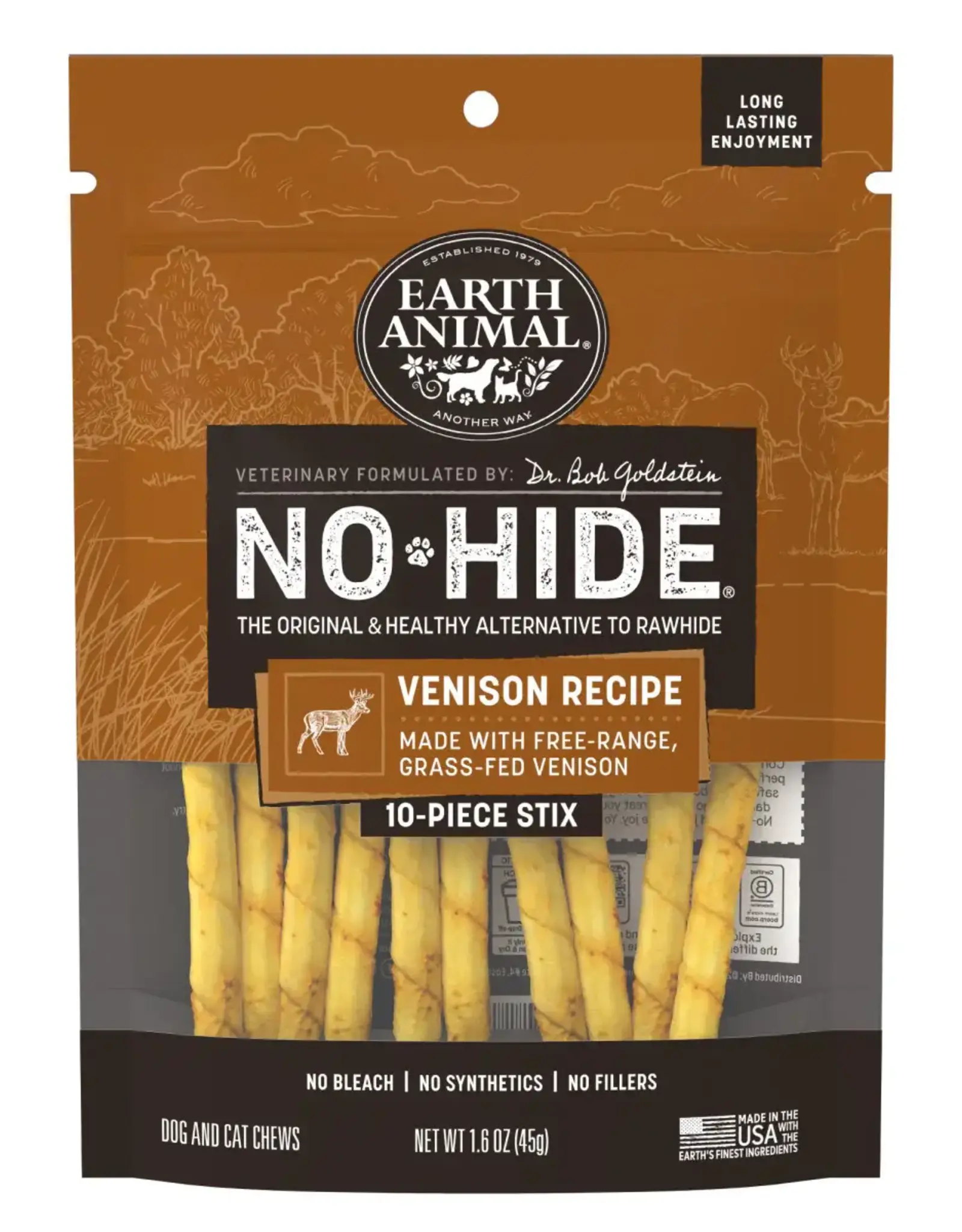 Earth Animal Earth Animal Dog No-Hide Venison Stix - 10 Pack