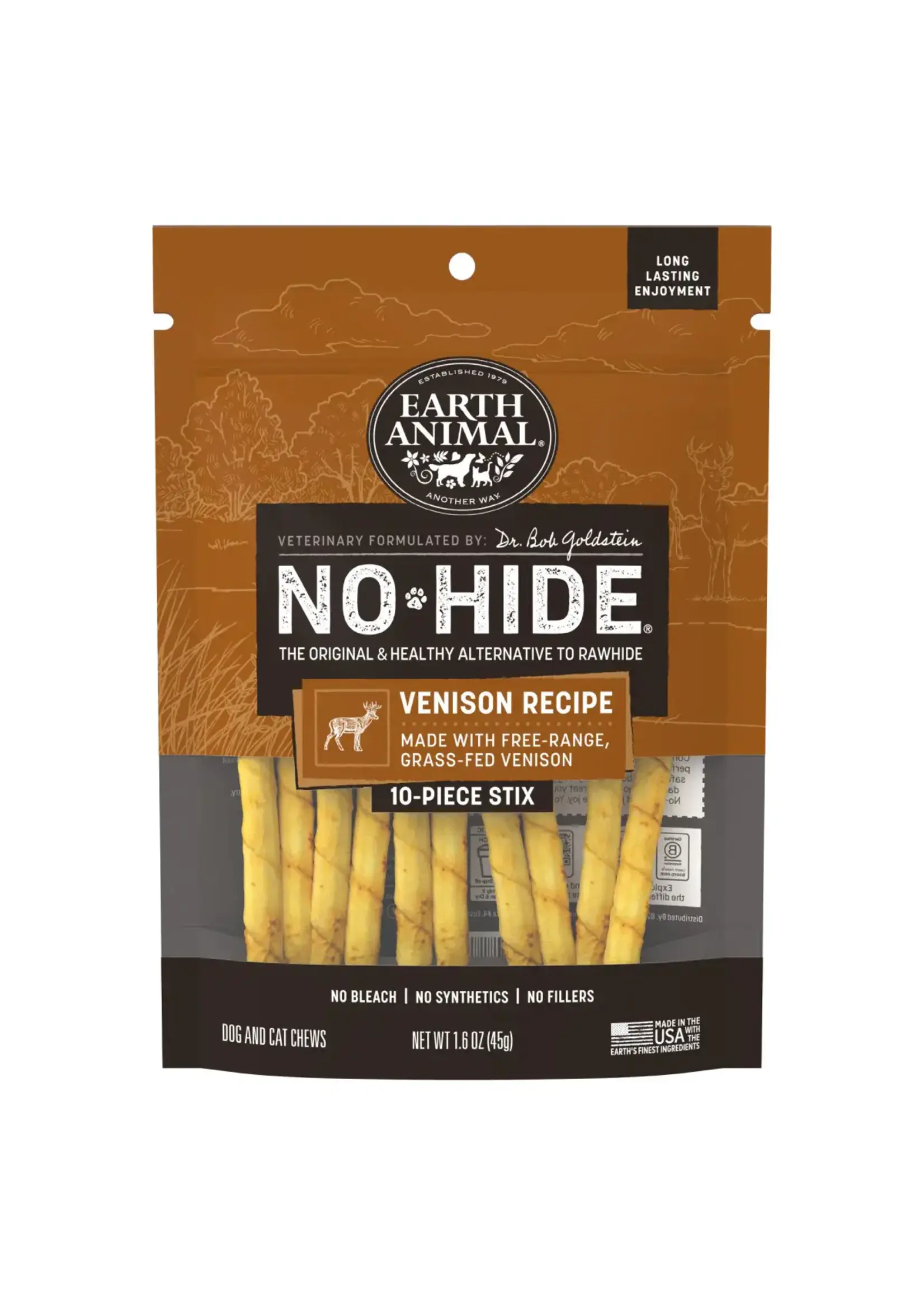 Earth Animal Earth Animal Dog No-Hide Venison Stix - 10 Pack