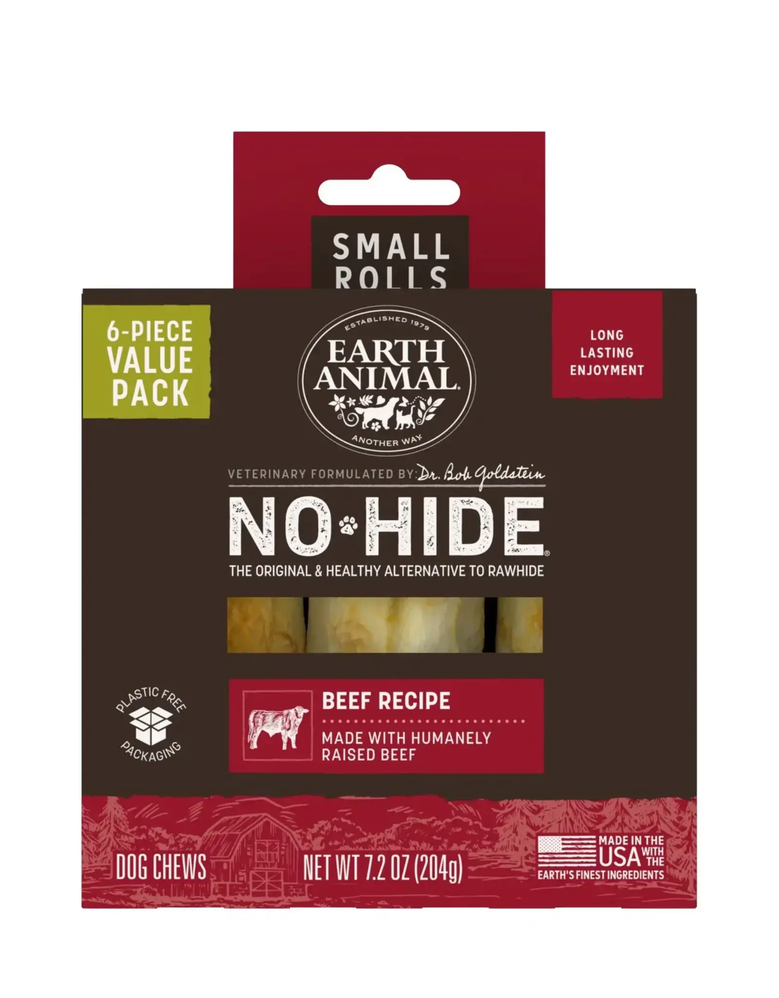 Earth Animal Earth Animal Dog No-Hide Beef Small Rolls - 6 piece Value Pack