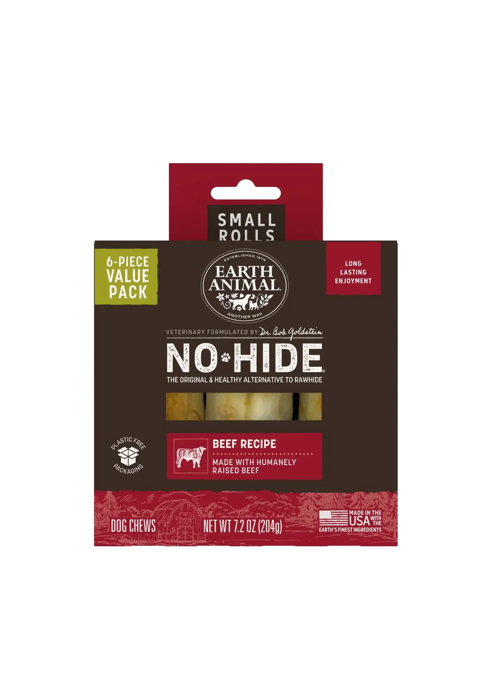 Earth Animal Earth Animal Dog No-Hide Beef Small Rolls - 6 piece Value Pack