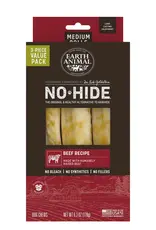 Earth Animal Earth Animal Dog No-Hide Beef Medium Rolls - 3 piece Value Pack