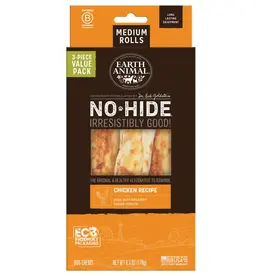 Earth Animal Earth Animal Dog No-Hide Chicken Medium Rolls - 3 piece Value Pack