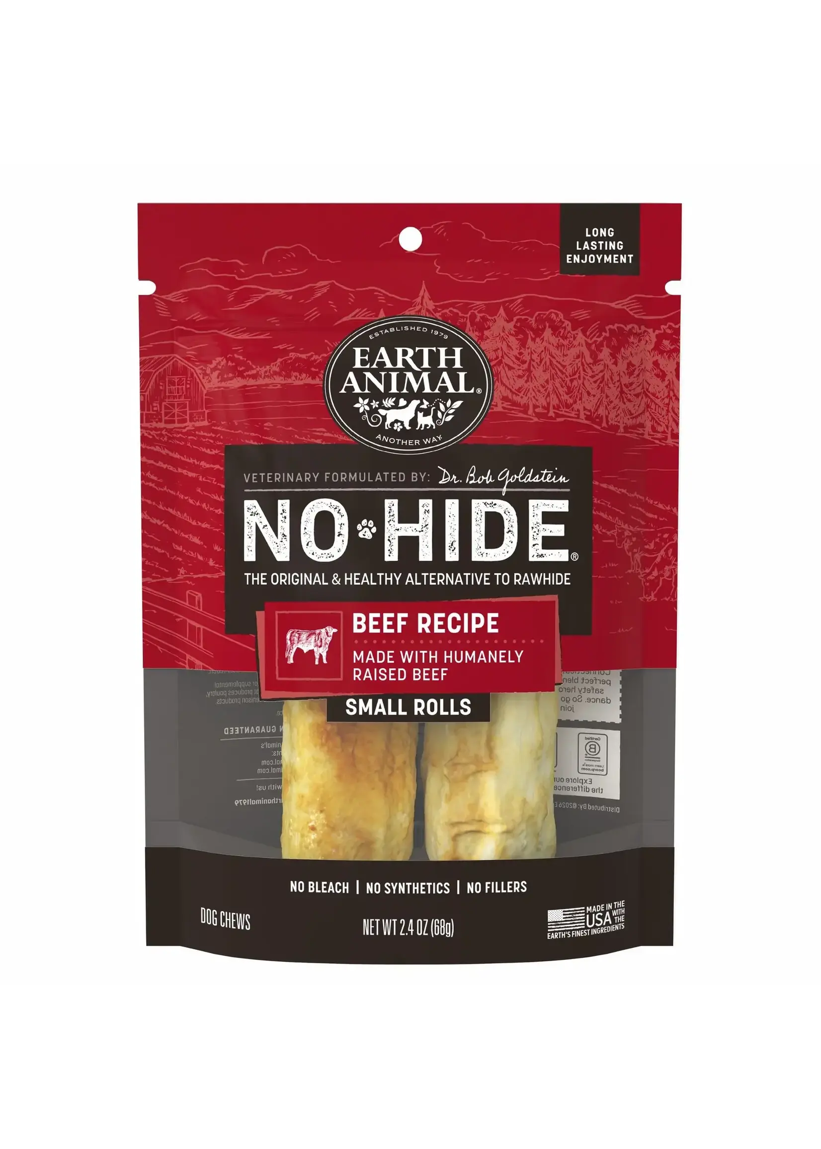 Earth Animal Earth Animal Dog No-Hide Beef Small Rolls - 2 Pack