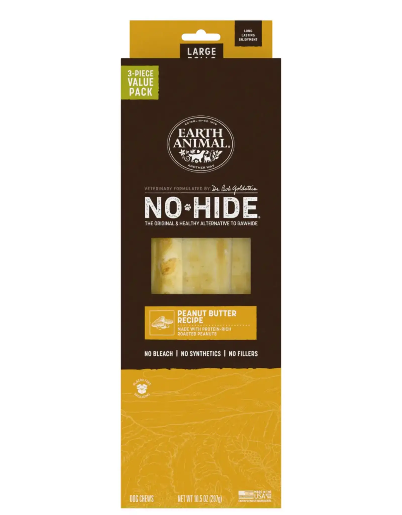 Earth Animal Earth Animal Dog No-Hide Peanut Butter Large Rolls - 3 piece Value Pack