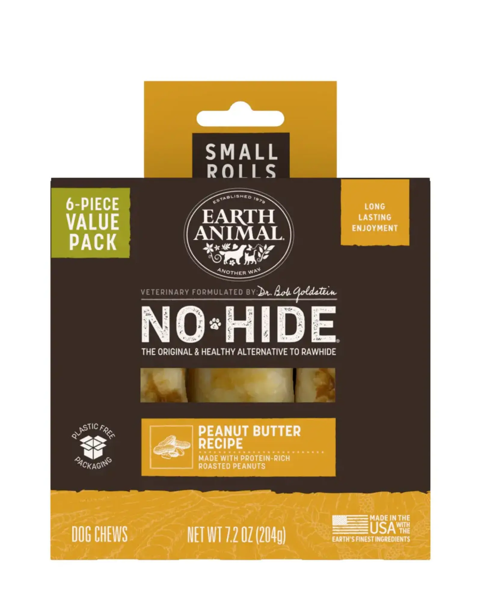 Earth Animal Earth Animal Dog No-Hide Peanut Butter Small Rolls - 6 piece Value Pack