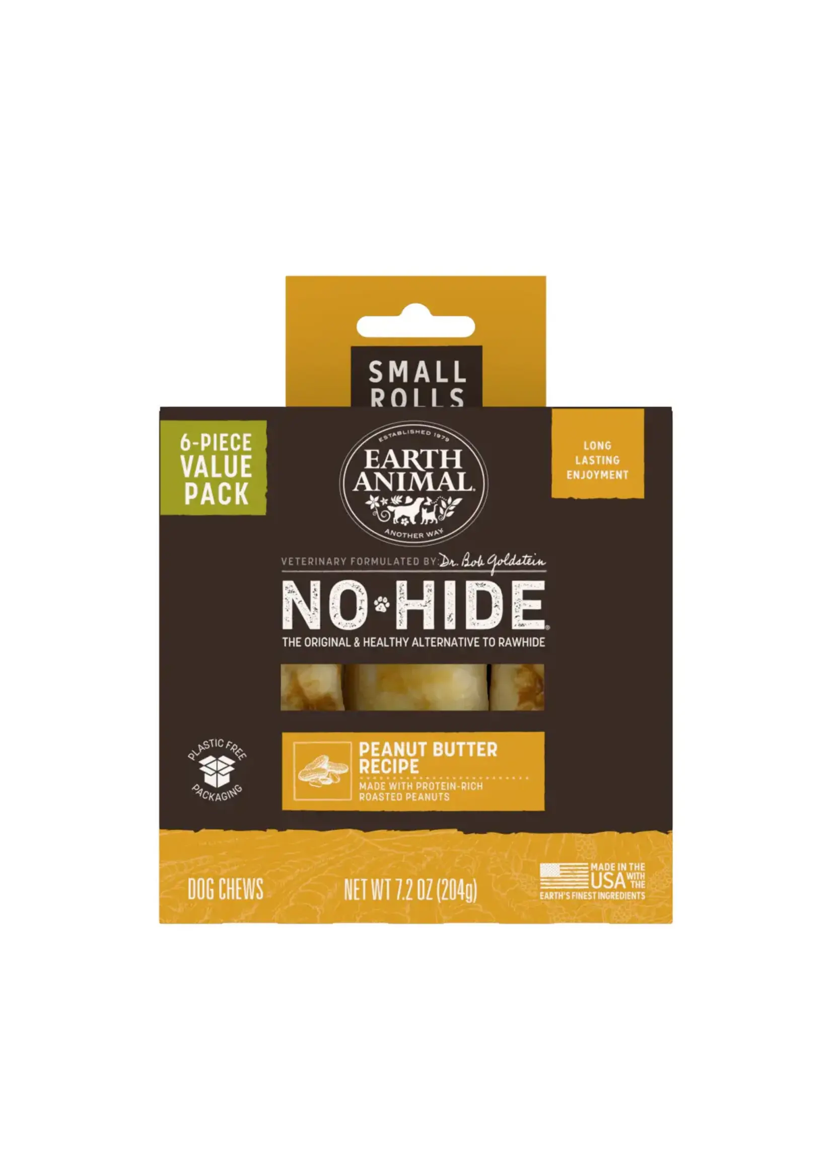 Earth Animal Earth Animal Dog No-Hide Peanut Butter Small Rolls - 6 piece Value Pack