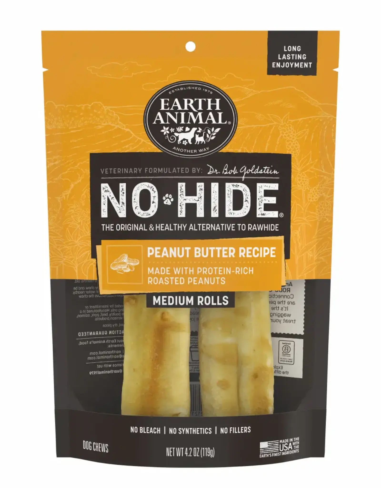 Earth Animal Earth Animal Dog No-Hide Peanut Butter Medium Rolls - 2 Pack
