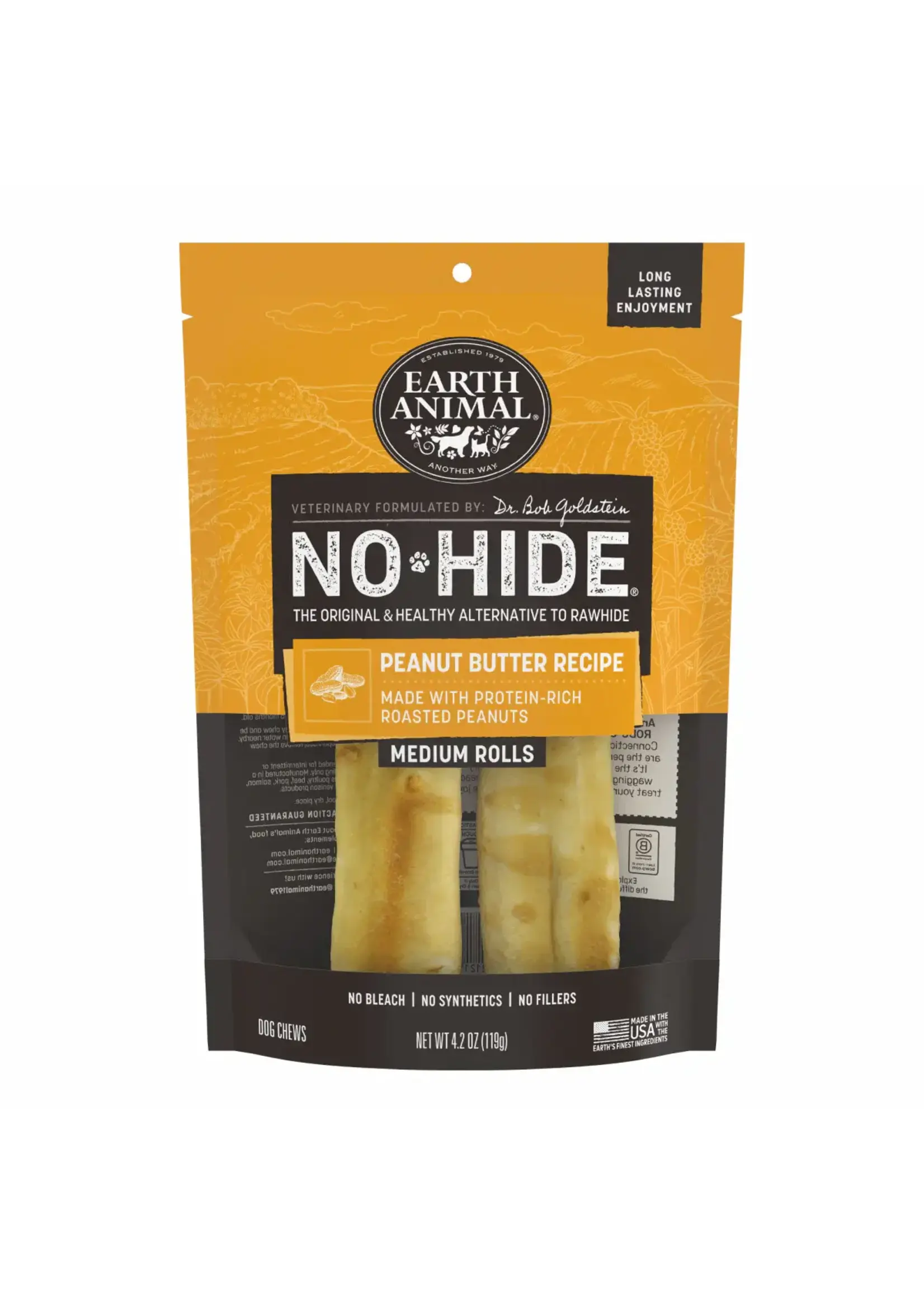 Earth Animal Earth Animal Dog No-Hide Peanut Butter Medium Rolls - 2 Pack