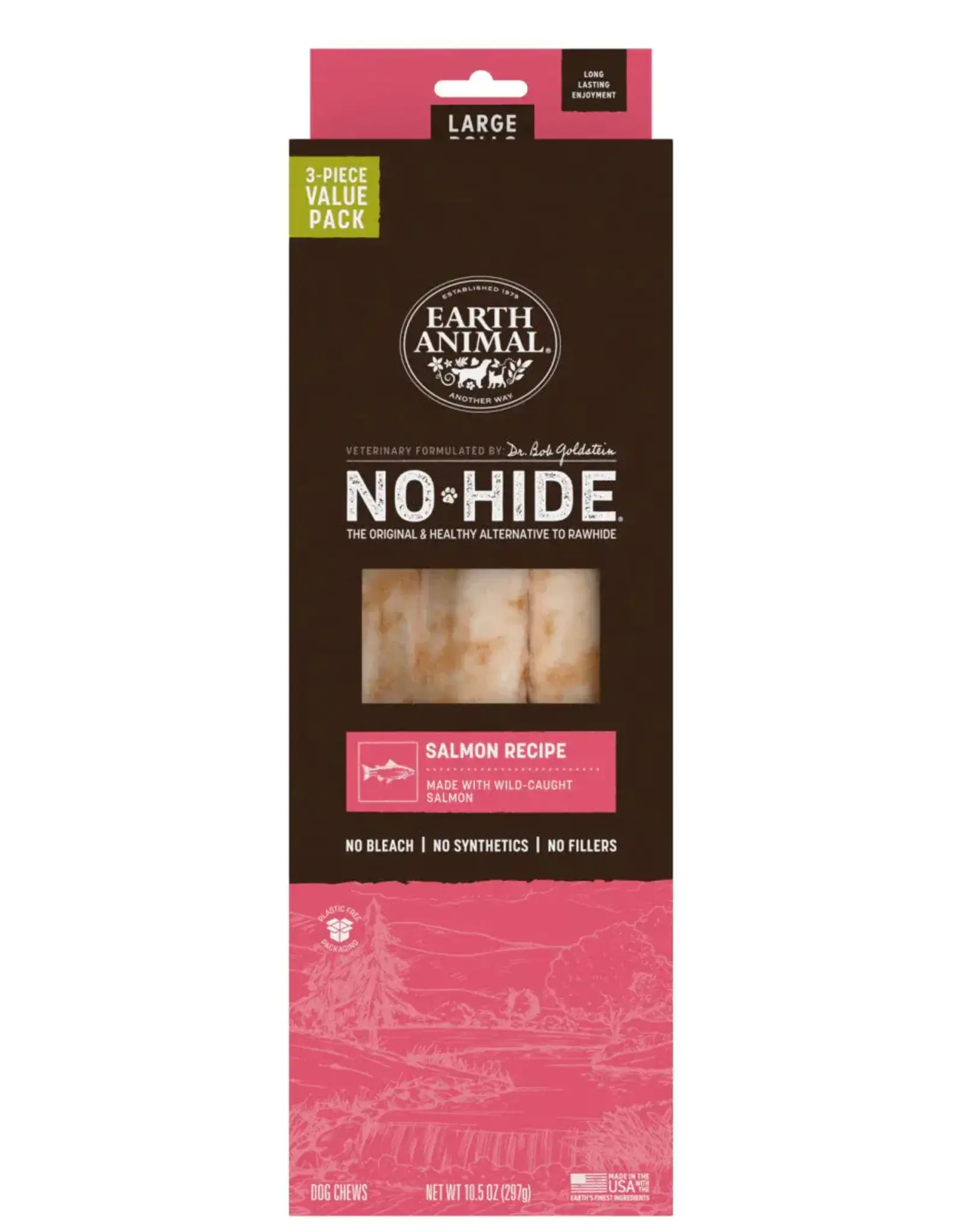 Earth Animal Earth Animal Dog No-Hide Salmon Large Rolls - 3 piece Value Pack