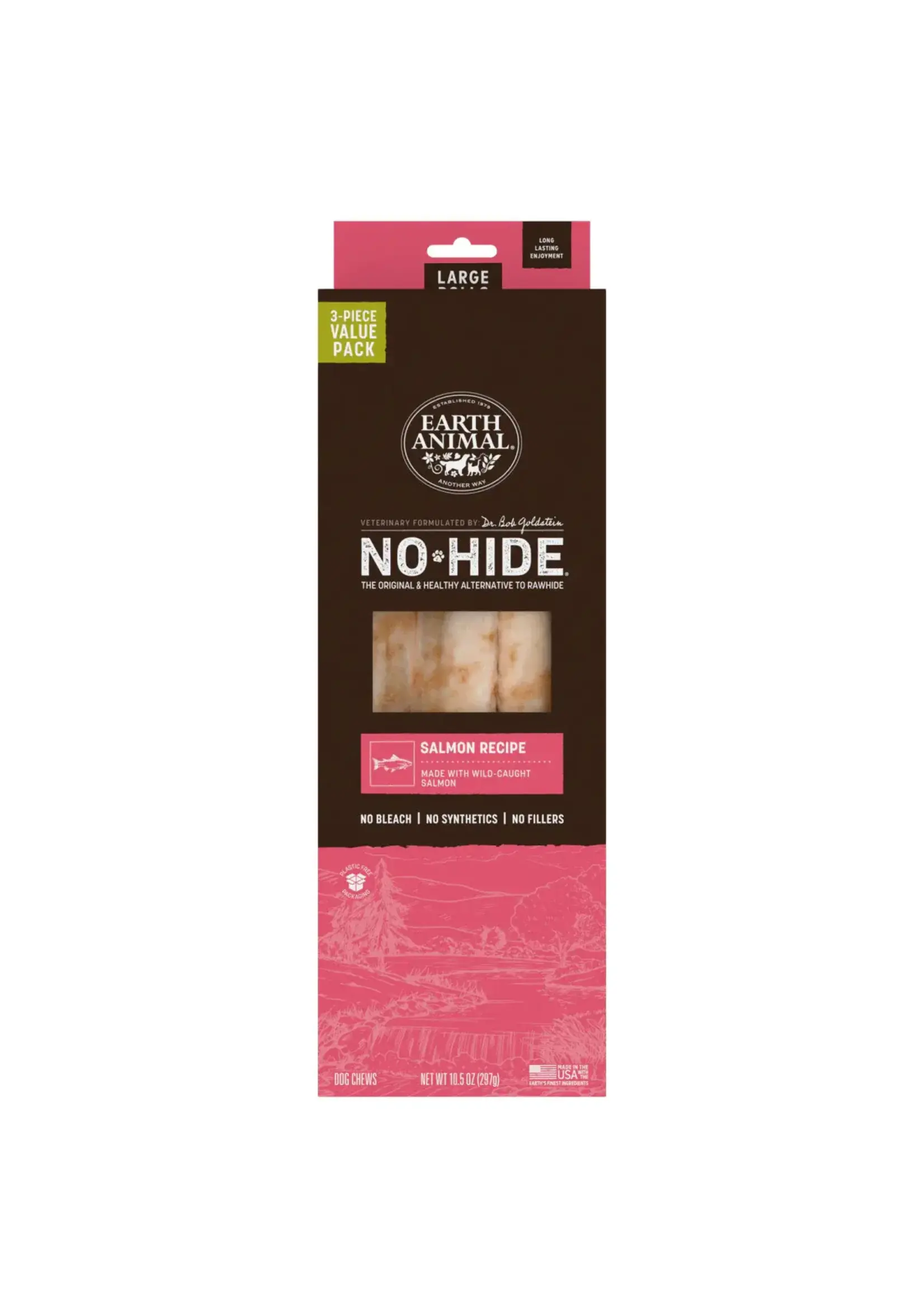 Earth Animal Earth Animal Dog No-Hide Salmon Large Rolls - 3 piece Value Pack