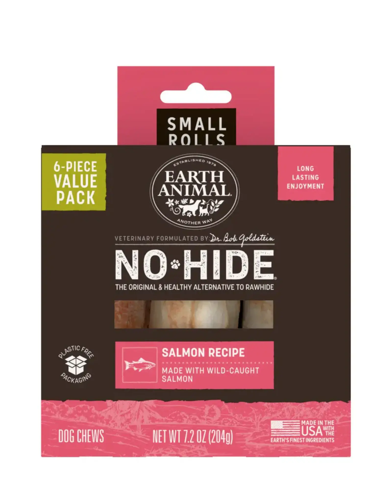 Earth Animal Earth Animal Dog No-Hide Salmon Small Rolls - 6 piece Value Pack