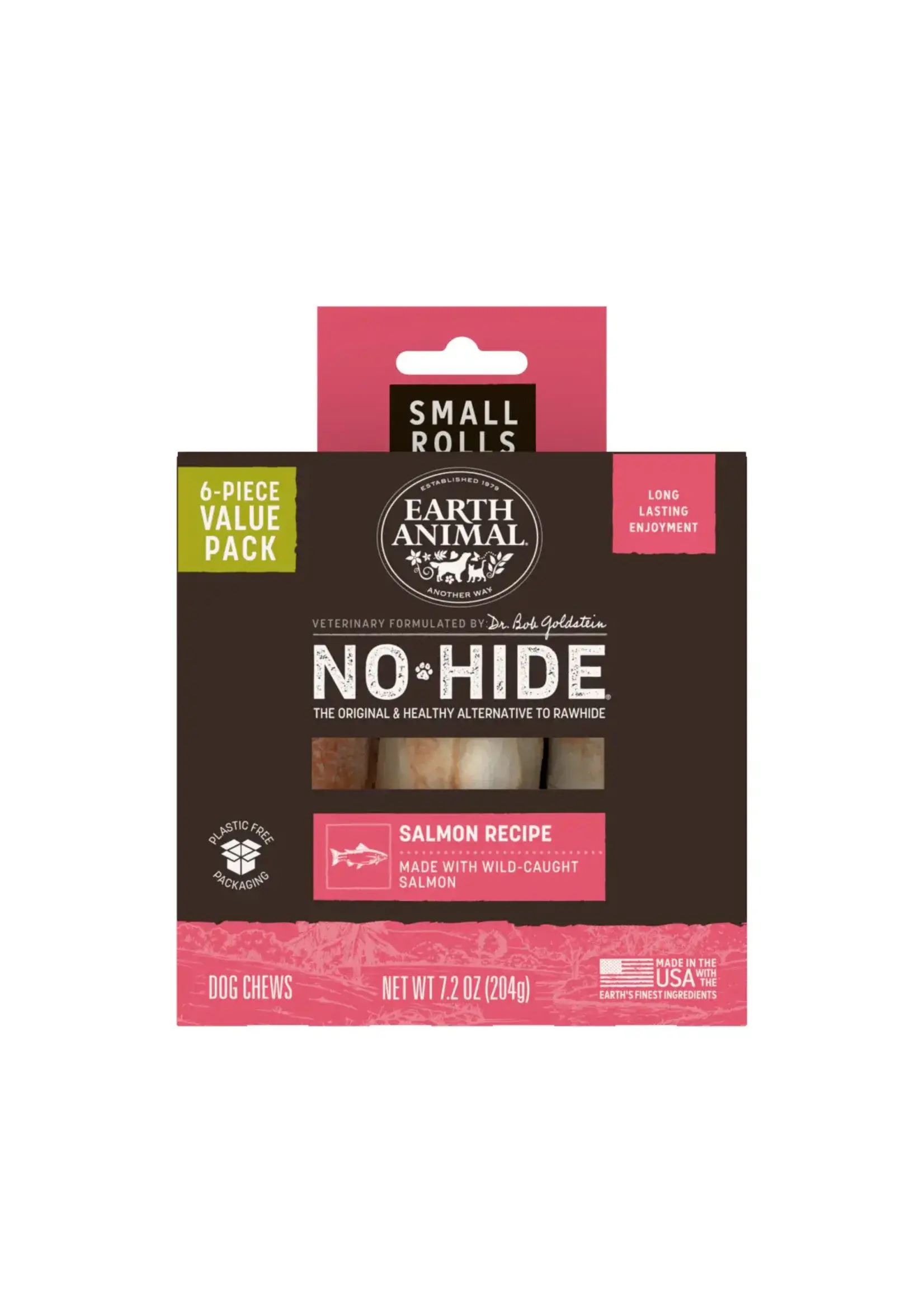 Earth Animal Earth Animal Dog No-Hide Salmon Small Rolls - 6 piece Value Pack