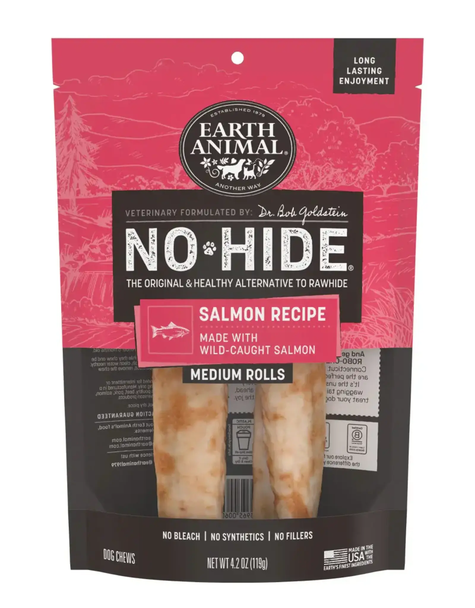 Earth Animal Earth Animal Dog No-Hide Salmon Medium Rolls - 2 Pack