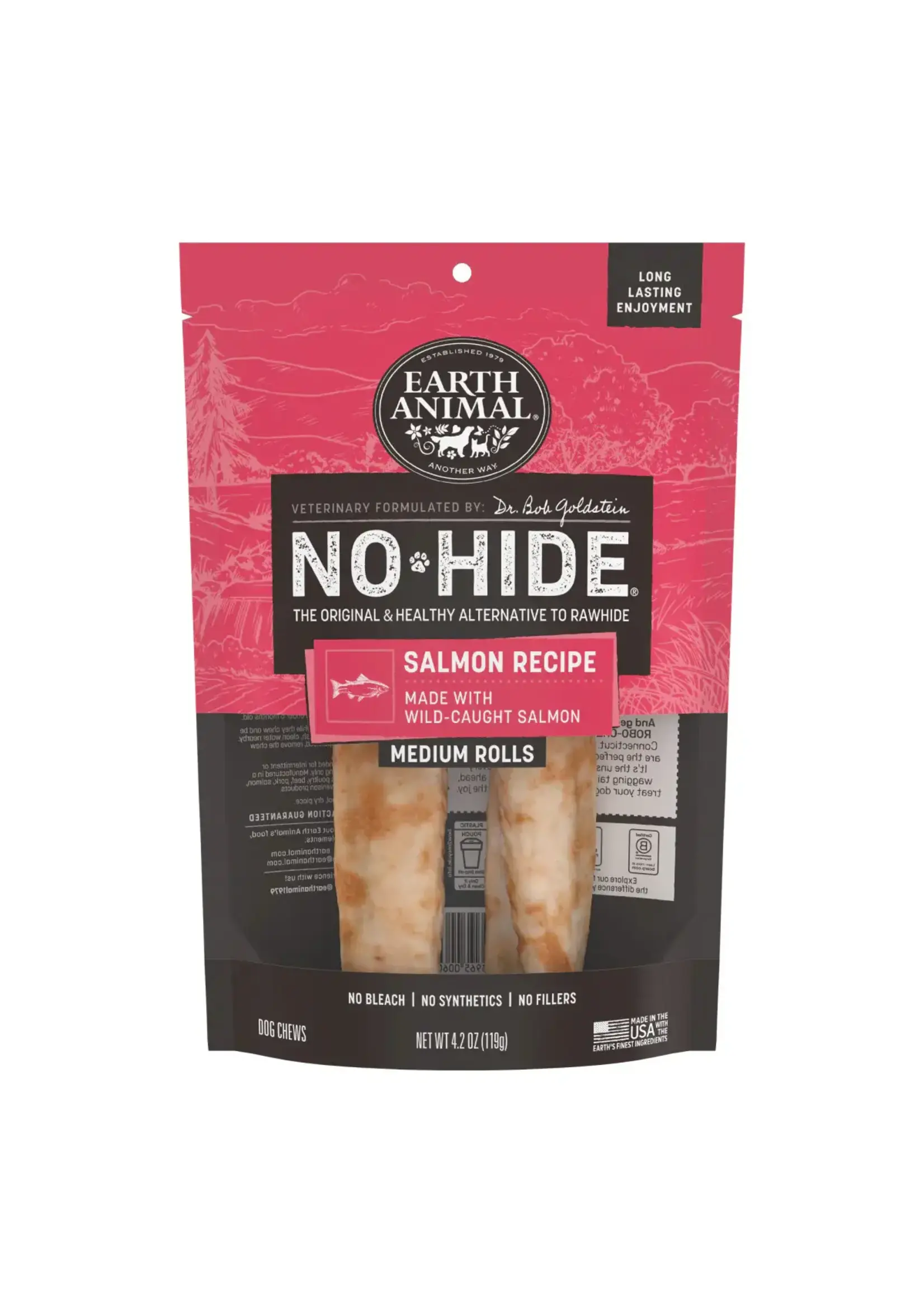 Earth Animal Earth Animal Dog No-Hide Salmon Medium Rolls - 2 Pack
