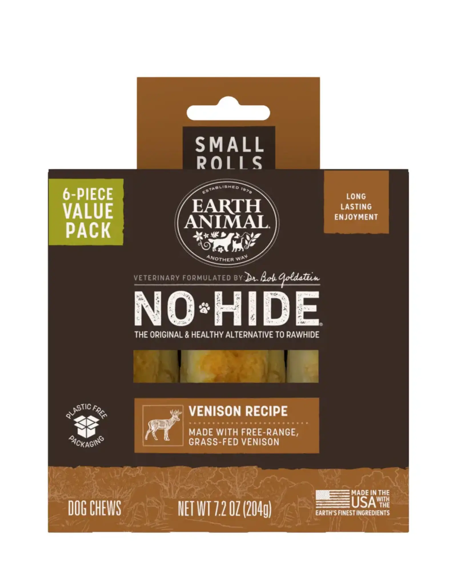 Earth Animal Earth Animal Dog No-Hide Venison Small Rolls - 6 piece Value Pack