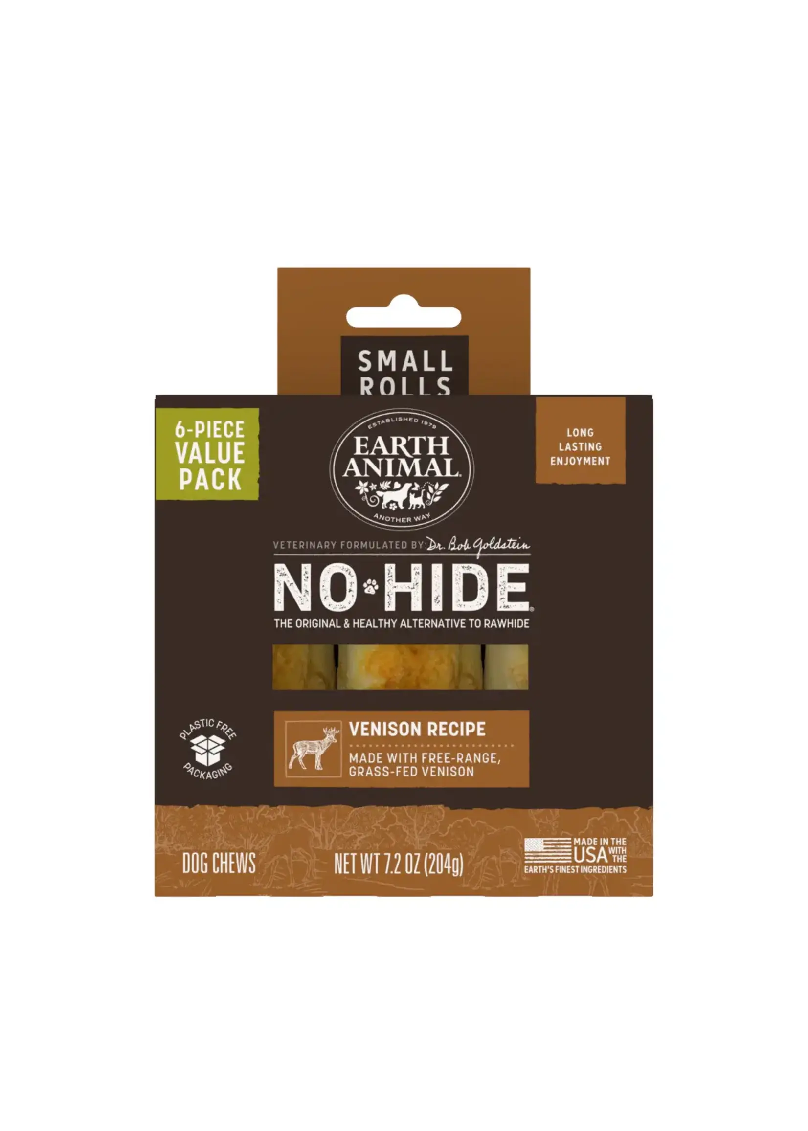 Earth Animal Earth Animal Dog No-Hide Venison Small Rolls - 6 piece Value Pack