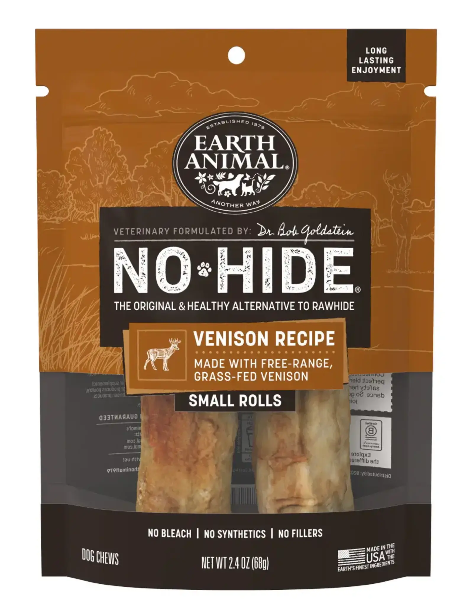 Earth Animal Earth Animal Dog No-Hide Venison Small Rolls - 2 Pack