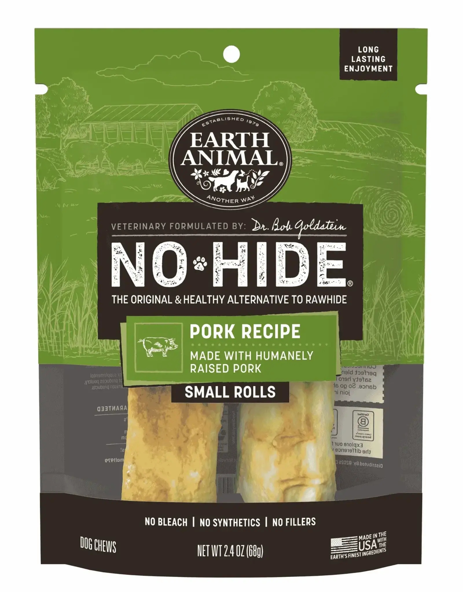 Earth Animal Earth Animal Dog No-Hide Pork Small Rolls - 2 Pack