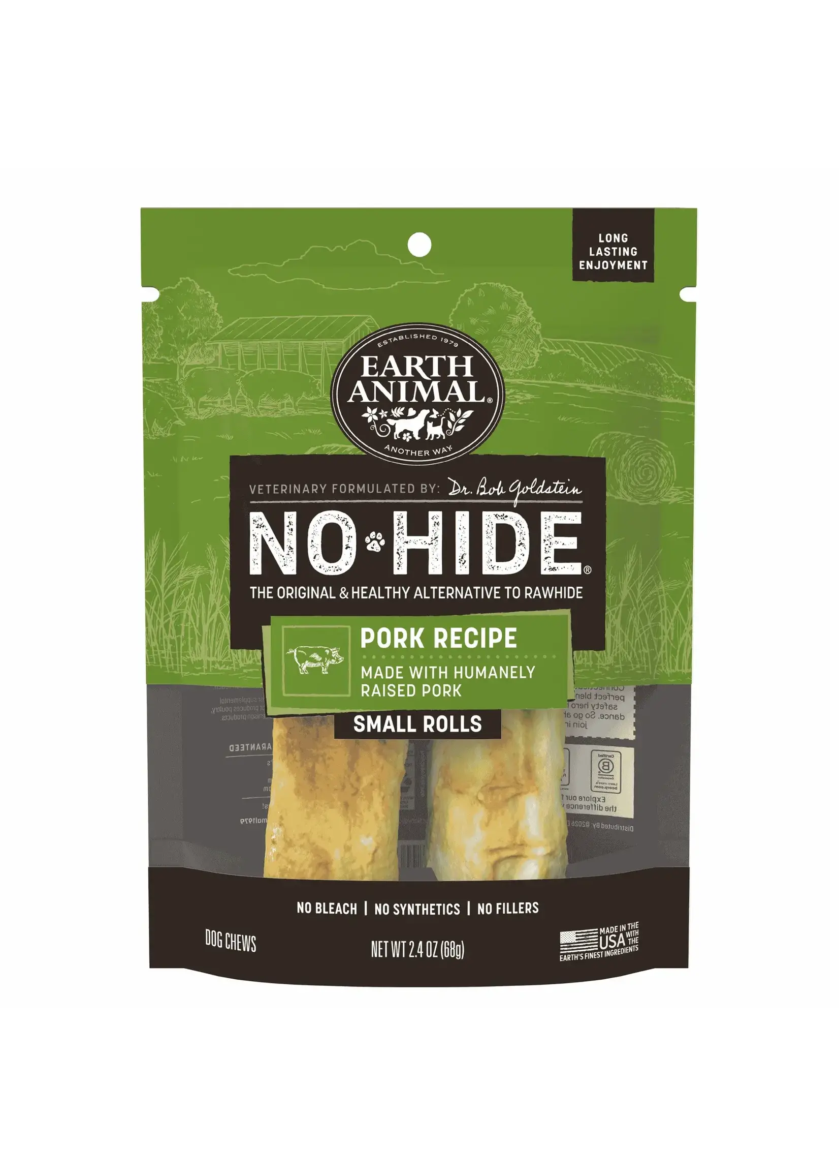 Earth Animal Earth Animal Dog No-Hide Pork Small Rolls - 2 Pack