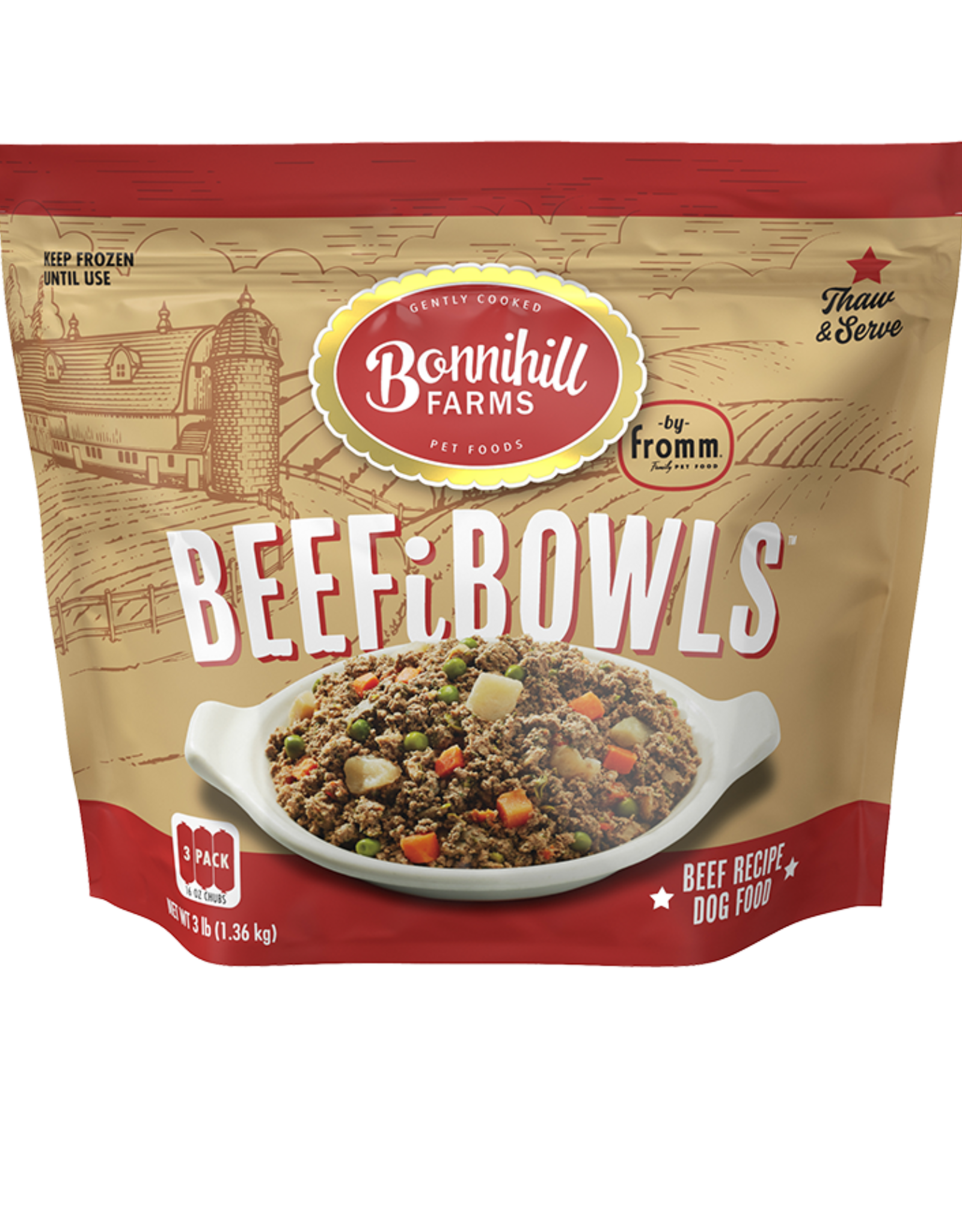 Fromm Bonnihill Farms by Fromm BeefiBowls Beef Recipe Gently Cooked Frozen Dog Food - 3 lb